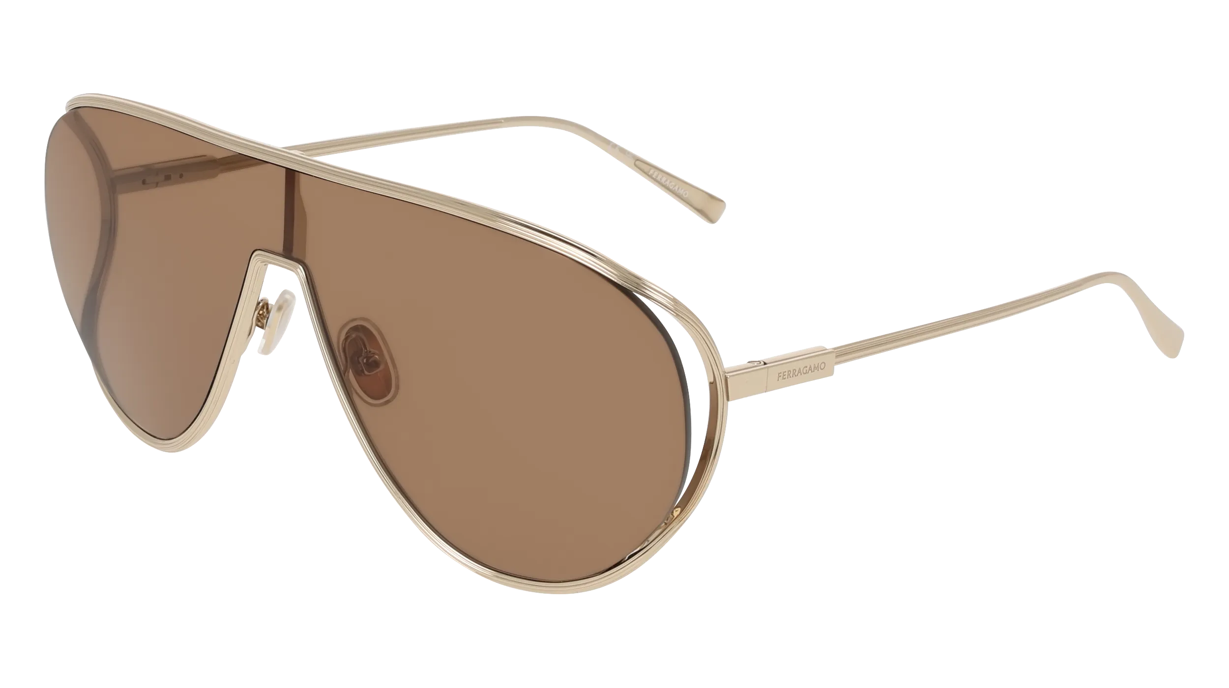 Ferragamo SF323S 710 Occhiali da sole Metallo Oro Pilot Normale - immagine 1
