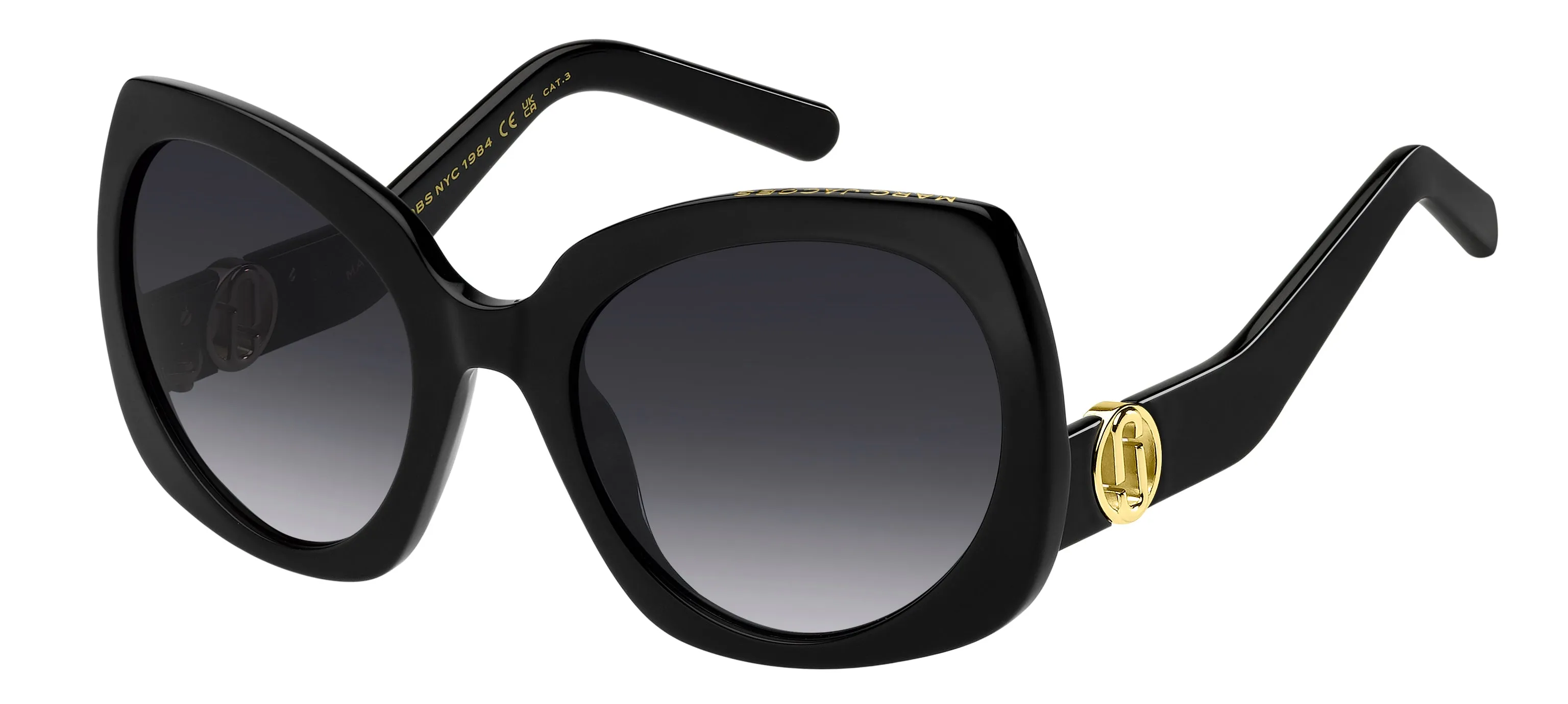 Marc Jacobs MARC 808/S 807/9O Occhiali da sole Acetato Nero Grigio Farfalla Normale Sfumato - immagine 1