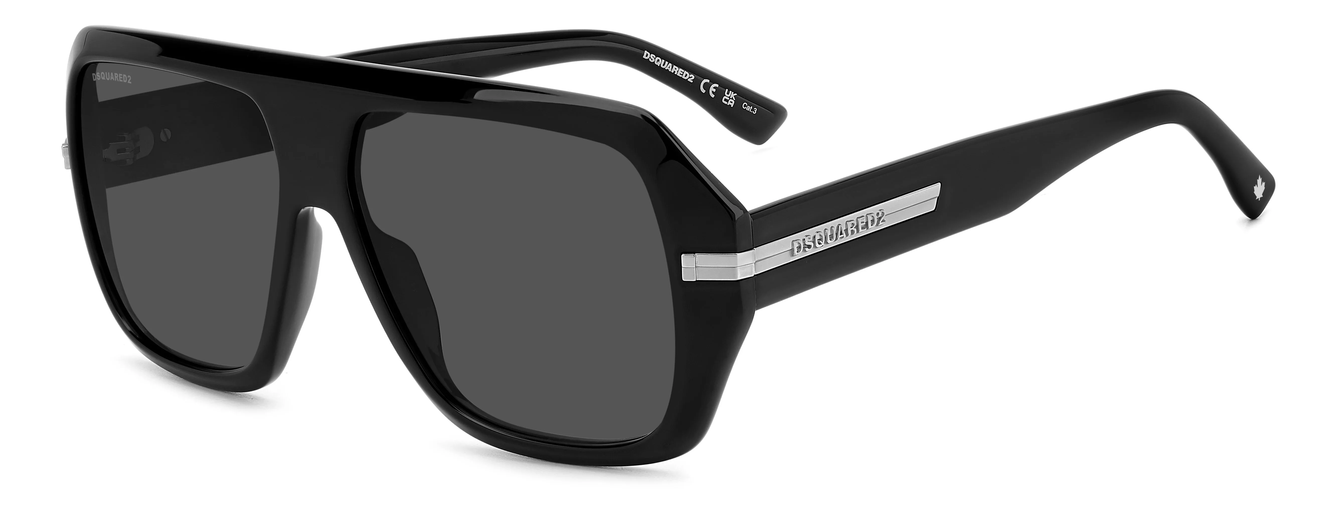 Dsquared2 D2 0160/S 807/IR Occhiali da sole Acetato Nero Grigio Squadrata Normale - immagine 1