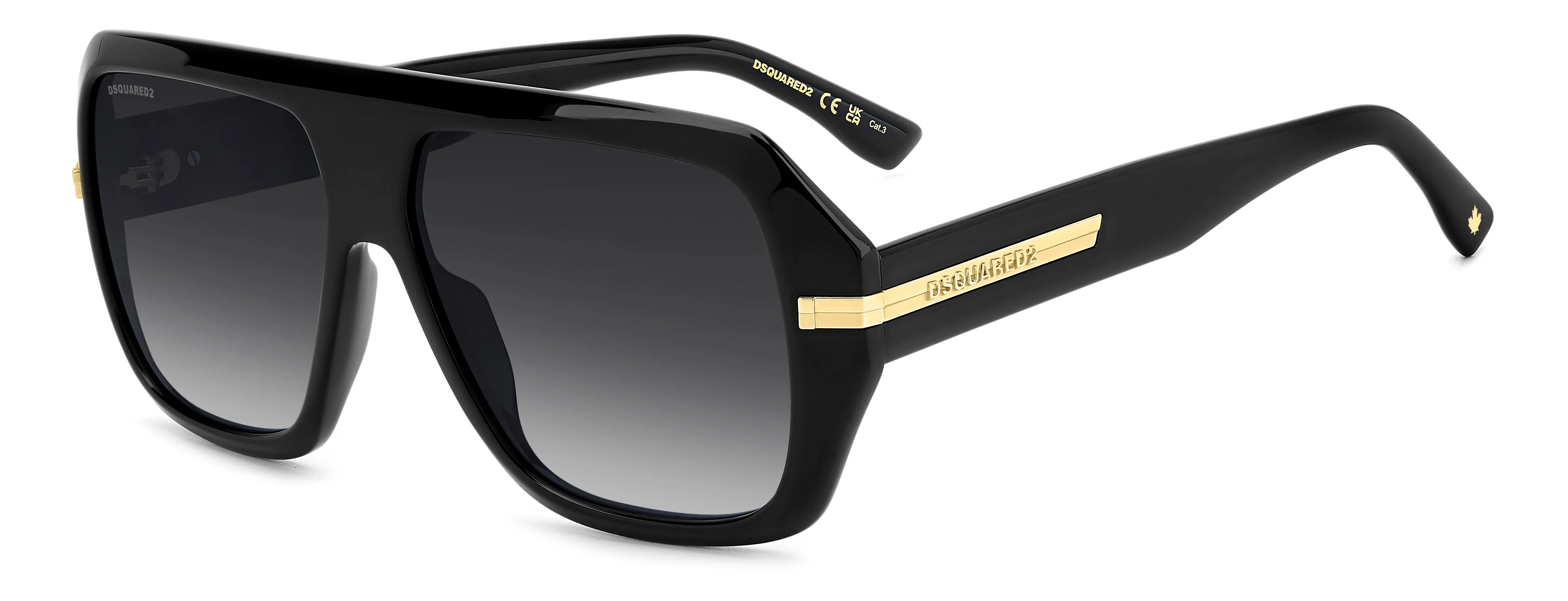Dsquared2 D2 0160/S 807/9O Occhiali da sole Acetato Nero Grigio Squadrata Normale Sfumato - immagine 1