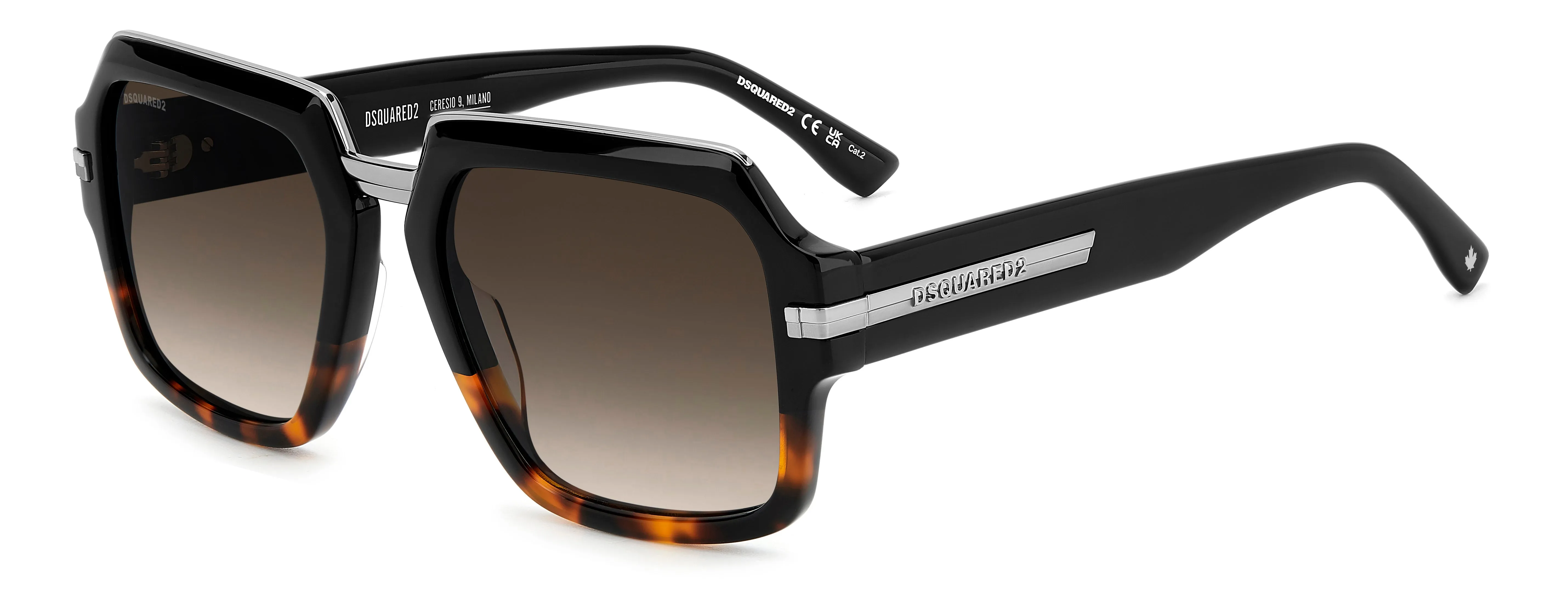 Dsquared2 D2 0159/S WR7/HA Occhiali da sole Acetato Nero Marrone Squadrata Normale Sfumato - immagine 1