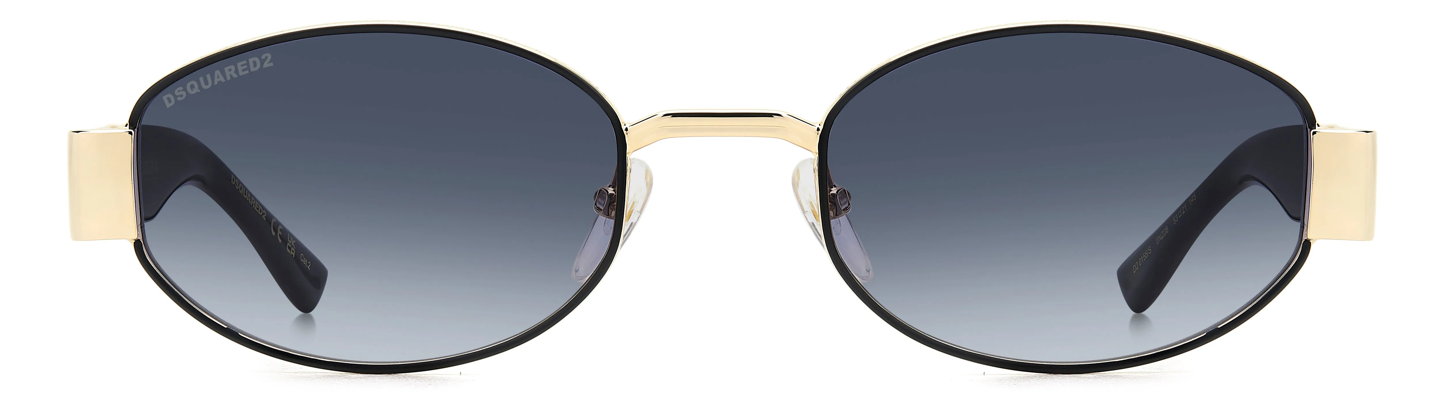 Dsquared2 D2 0155/S 0NZ/08 Occhiali da sole Metallo Oro Blu Rotonda Normale Sfumato - immagine 2