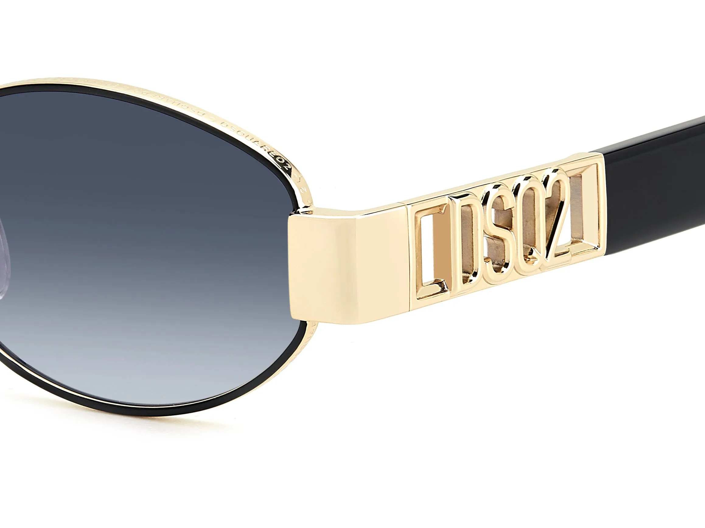 Dsquared2 D2 0155/S 0NZ/08 Occhiali da sole Metallo Oro Blu Rotonda Normale Sfumato - immagine 3