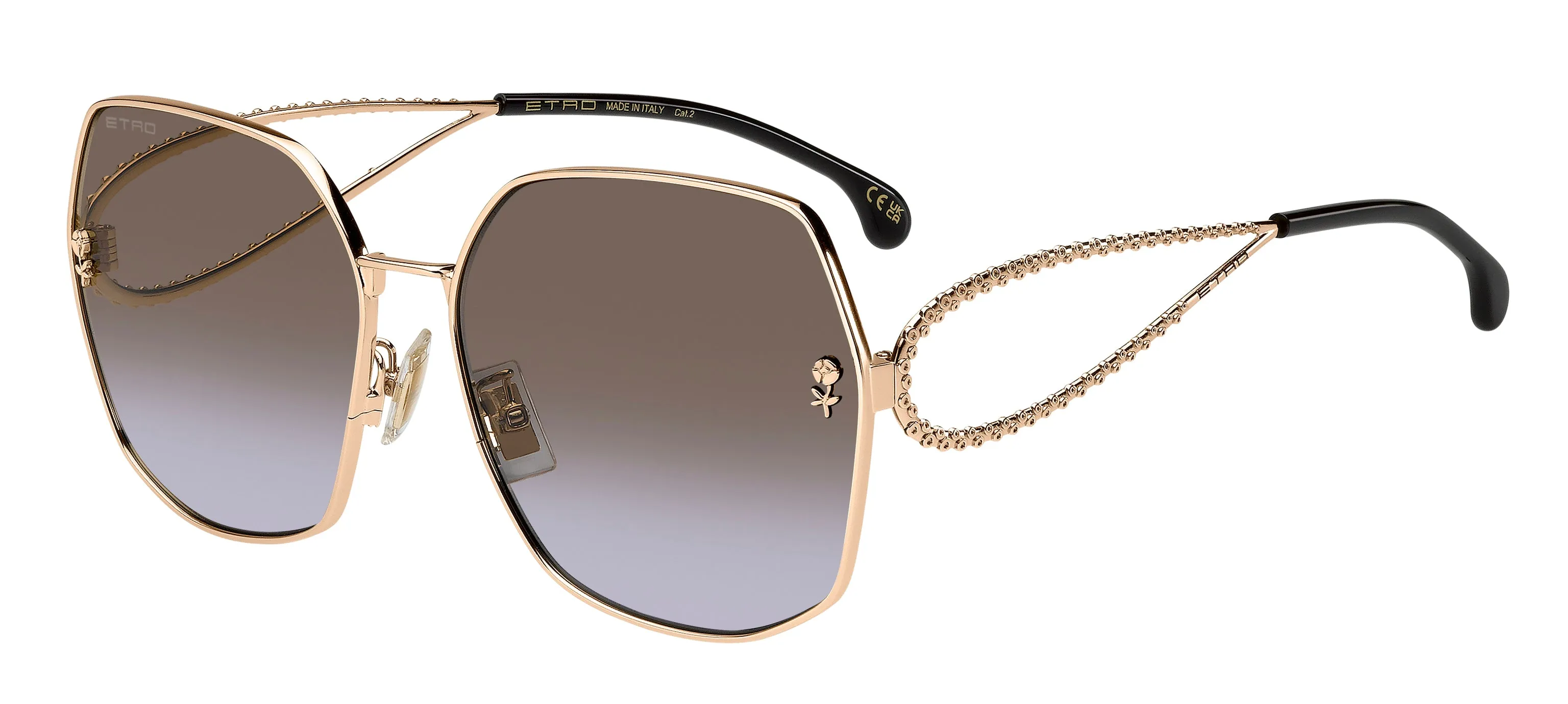ETRO ETRO 0071/F/S 000/QR Occhiali da sole Metallo Oro Marrone Squadrata Normale Sfumato - immagine 1