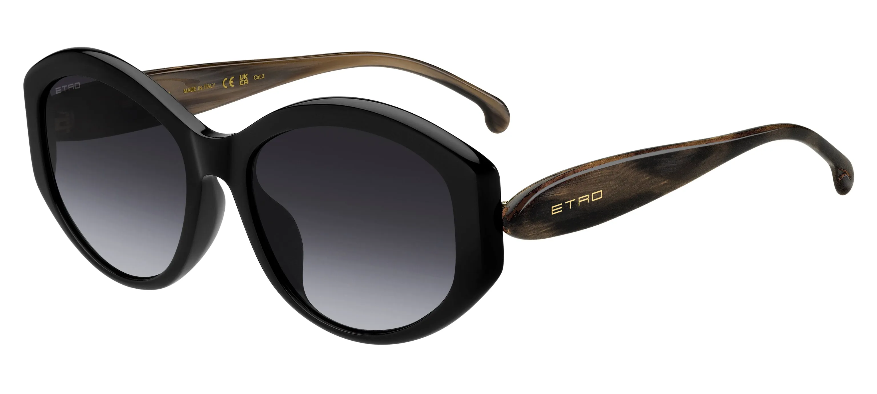 ETRO ETRO 0086/F/S 807/9O Occhiali da sole Acetato Nero Grigio Rotonda Normale Sfumato - immagine 1