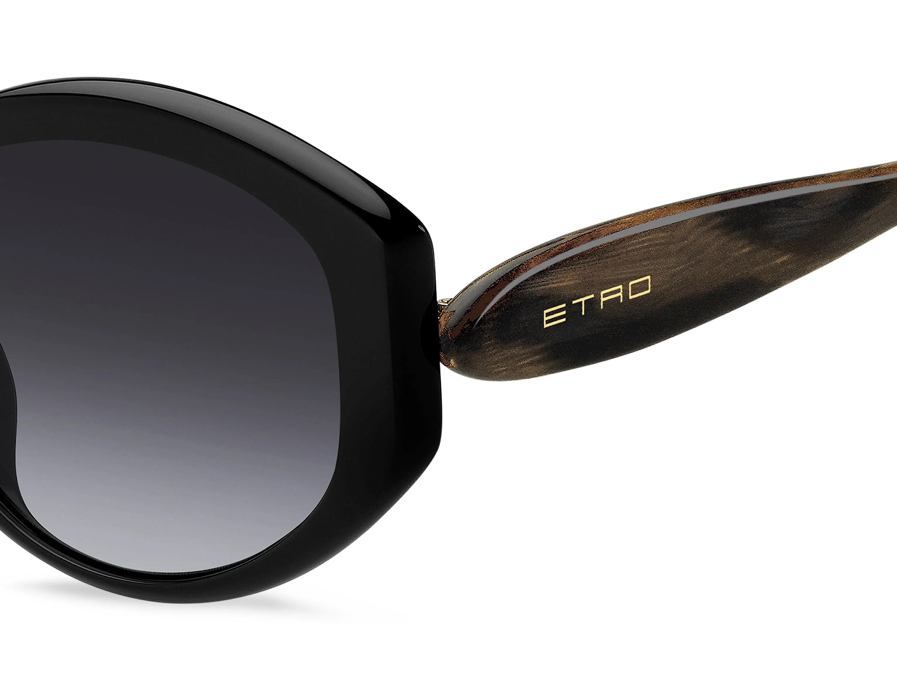 ETRO ETRO 0086/F/S 807/9O Occhiali da sole Acetato Nero Grigio Rotonda Normale Sfumato - immagine 3