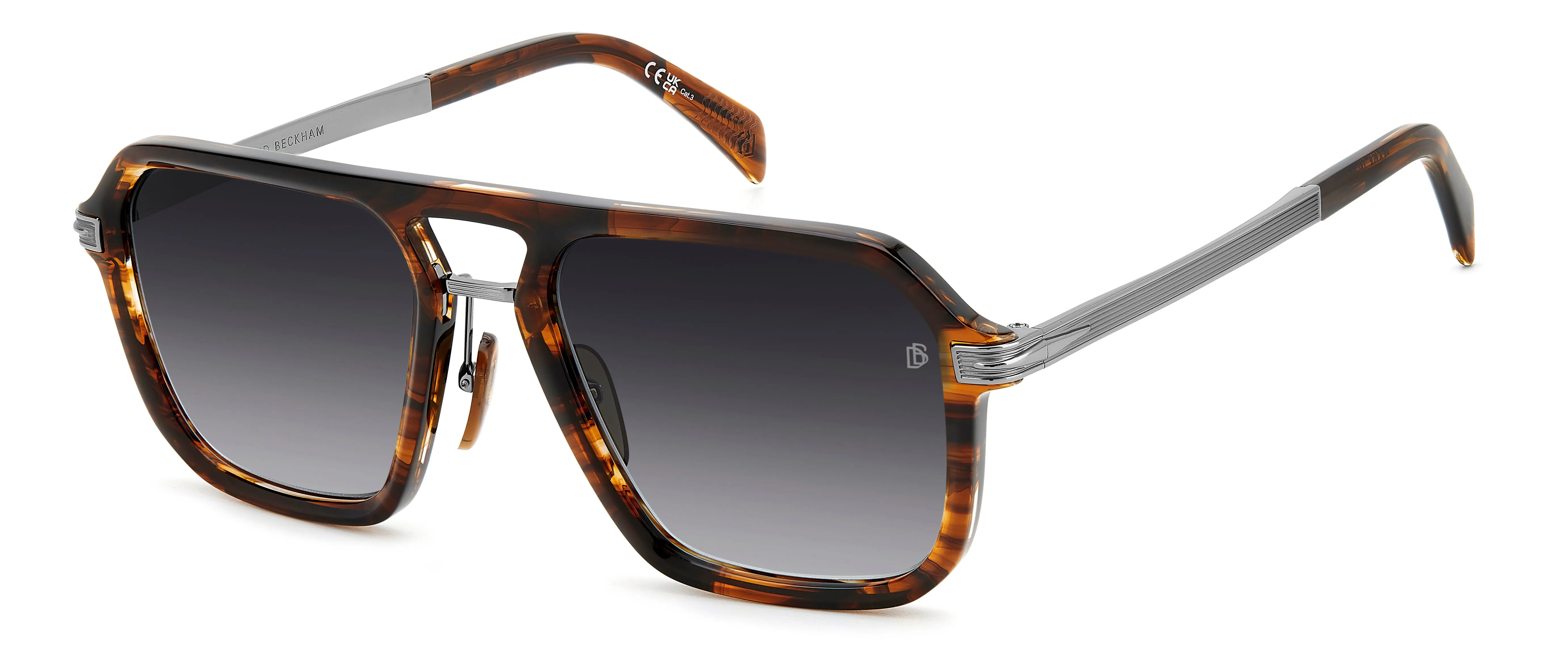 DAVID BECKHAM DB 7136/S 6C5/9O Occhiali da sole Acetato Marrone Grigio Squadrata Normale Sfumato - immagine 1