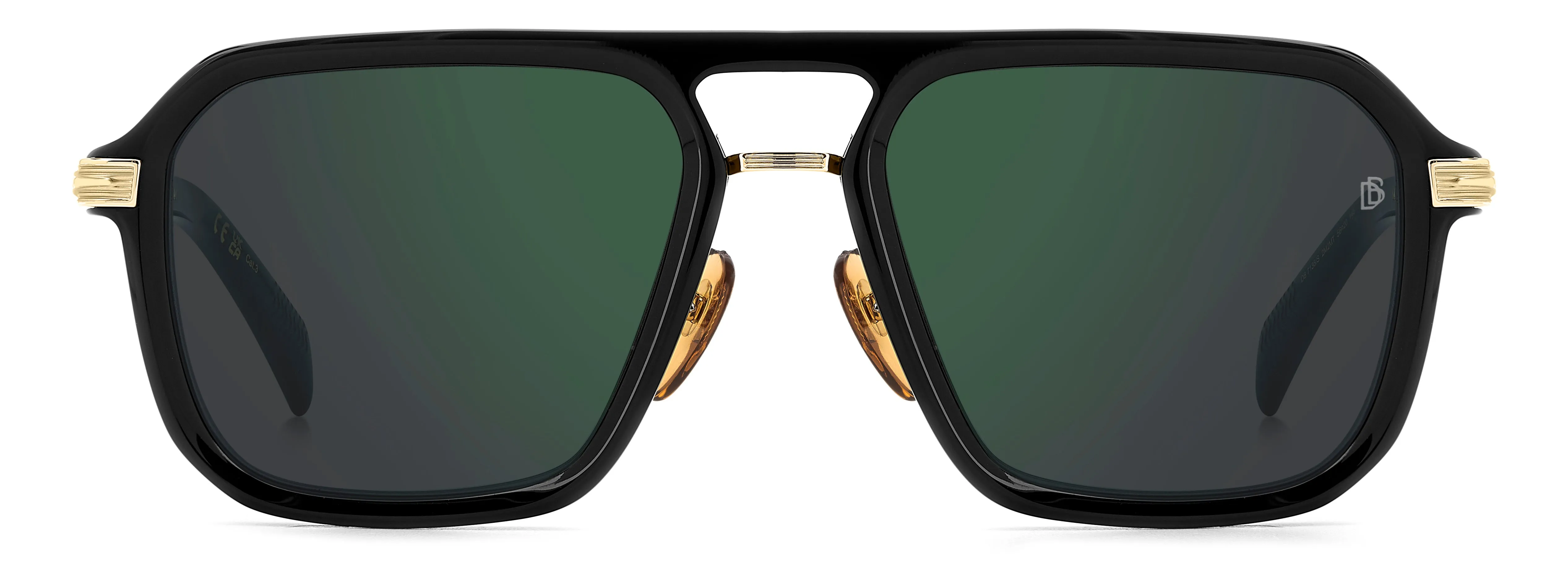 DAVID BECKHAM DB 7136/S 2M2/MT Occhiali da sole Acetato Nero Verde Squadrata Normale Specchiato - immagine 2