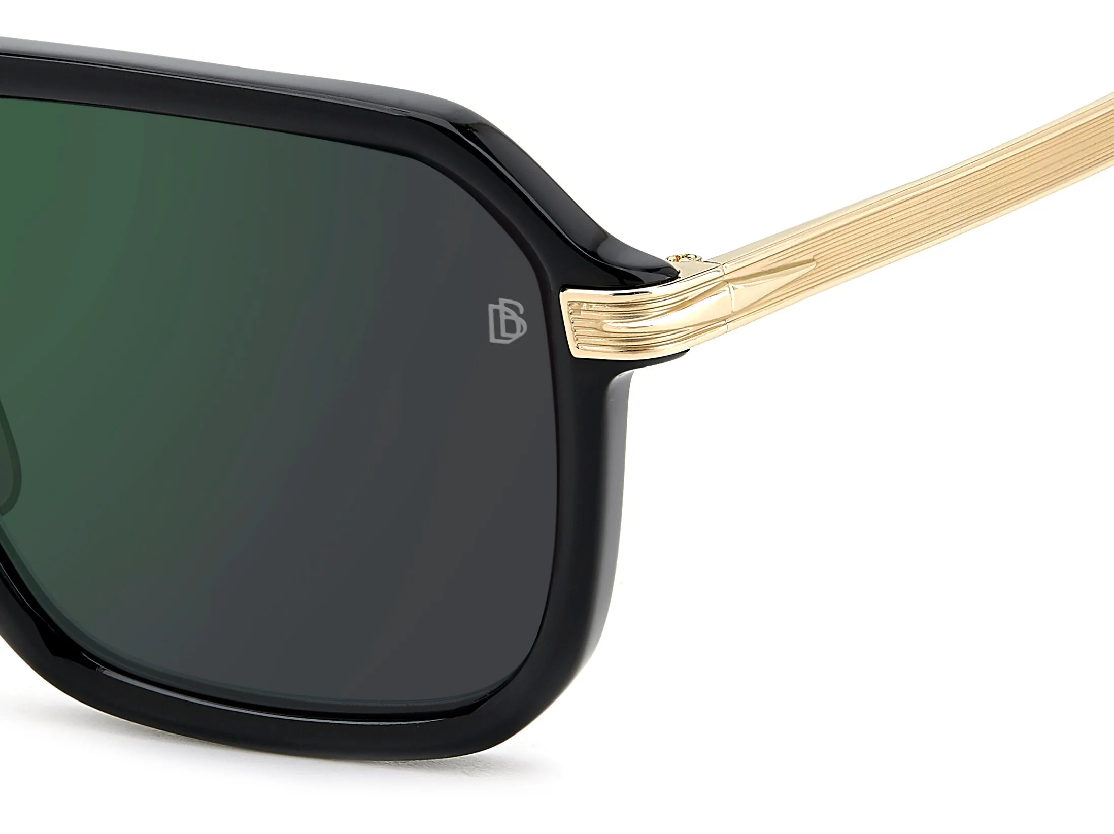 DAVID BECKHAM DB 7136/S 2M2/MT Occhiali da sole Acetato Nero Verde Squadrata Normale Specchiato - immagine 3