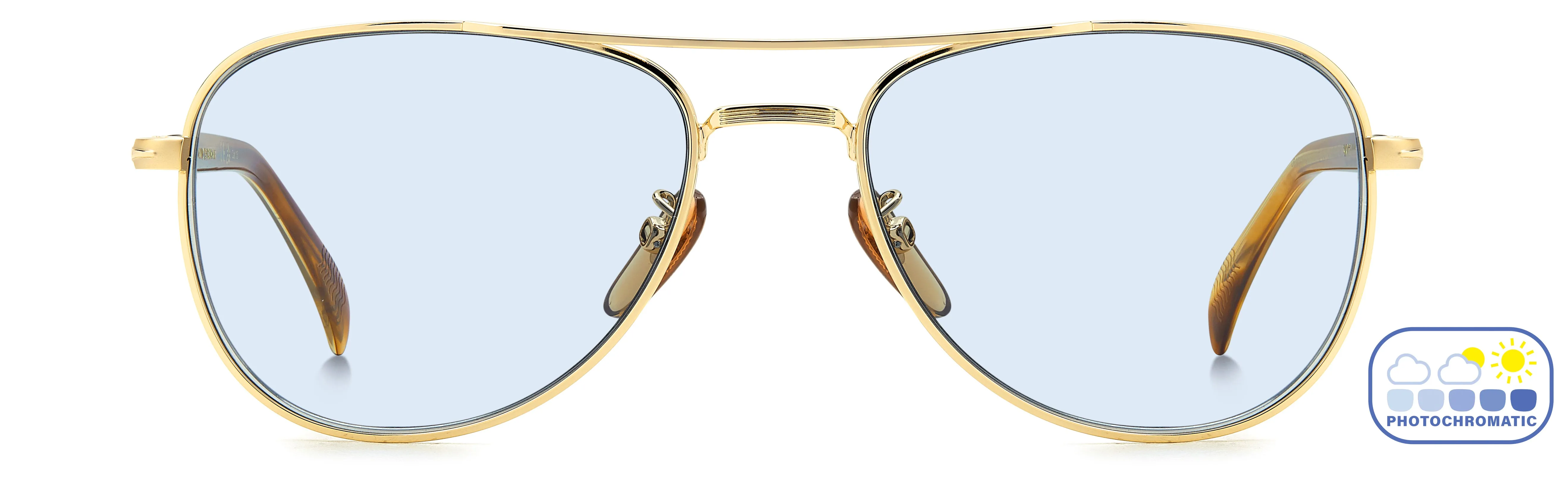 DAVID BECKHAM DB 1175/S J5G/QZ Occhiali da sole Metallo Oro Azzurro Pilot Fotocromatiche - immagine 2