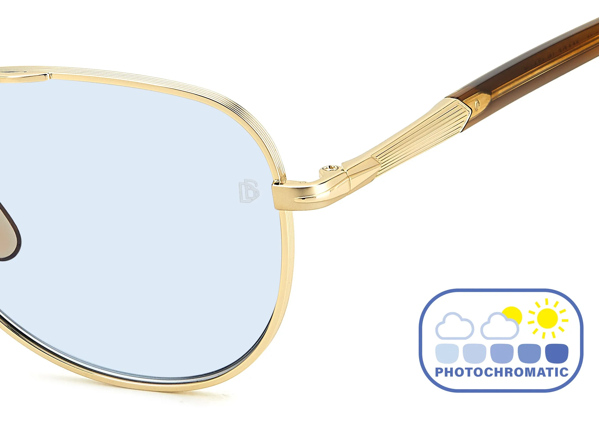 DAVID BECKHAM DB 1175/S J5G/QZ Occhiali da sole Metallo Oro Azzurro Pilot Fotocromatiche - immagine 3