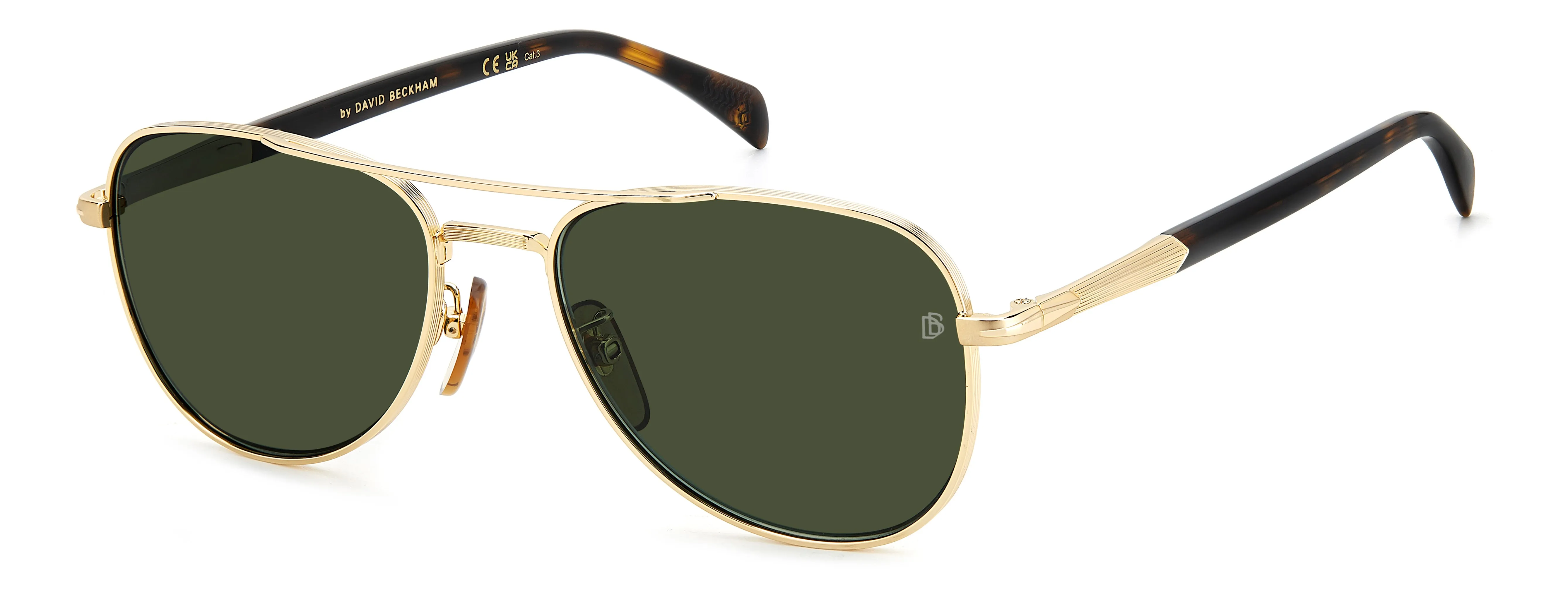 DAVID BECKHAM DB 1175/S 06J/QT Occhiali da sole Metallo Oro Verde Pilot Normale - immagine 1