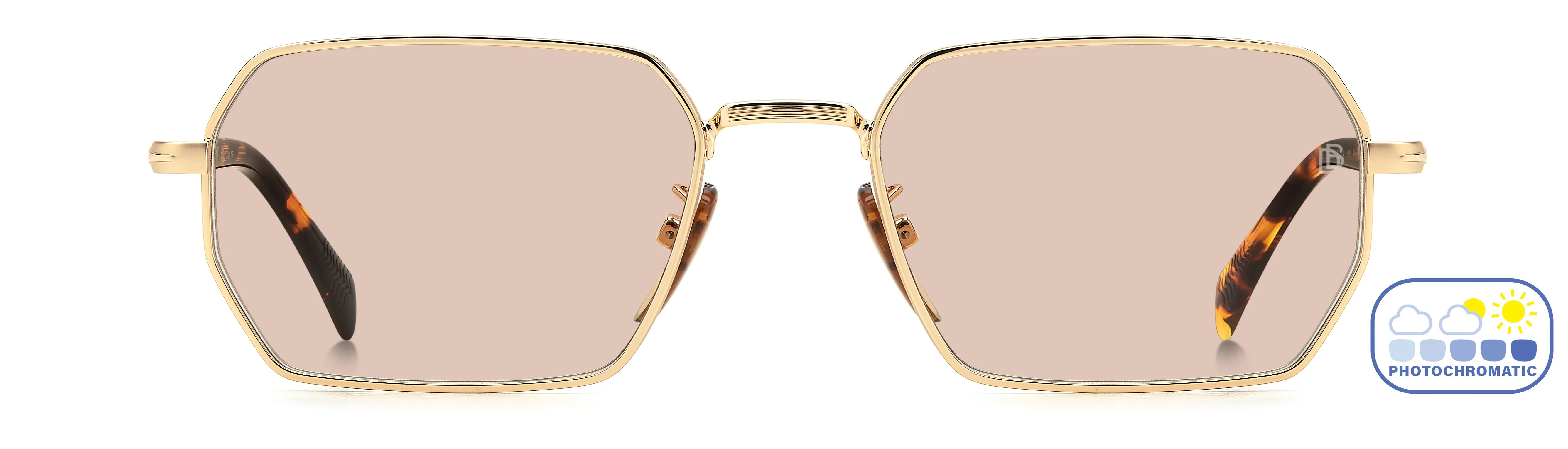 DAVID BECKHAM DB 1174/S J5G/3O Occhiali da sole Metallo Oro Rosa Squadrata Fotocromatiche - immagine 2