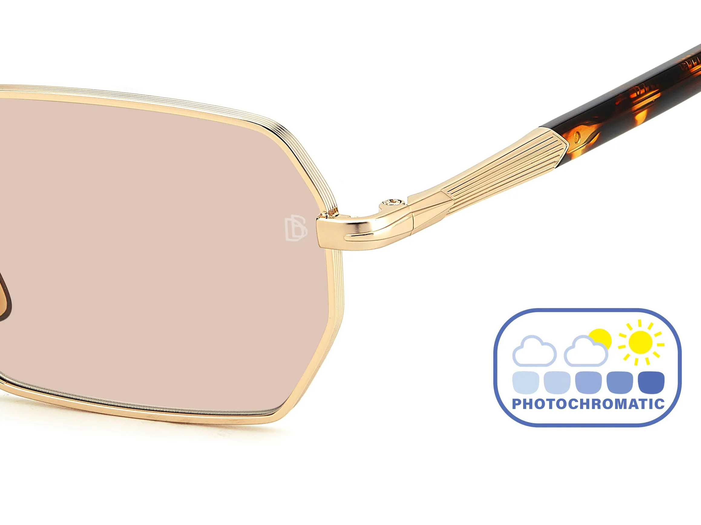DAVID BECKHAM DB 1174/S J5G/3O Occhiali da sole Metallo Oro Rosa Squadrata Fotocromatiche - immagine 3