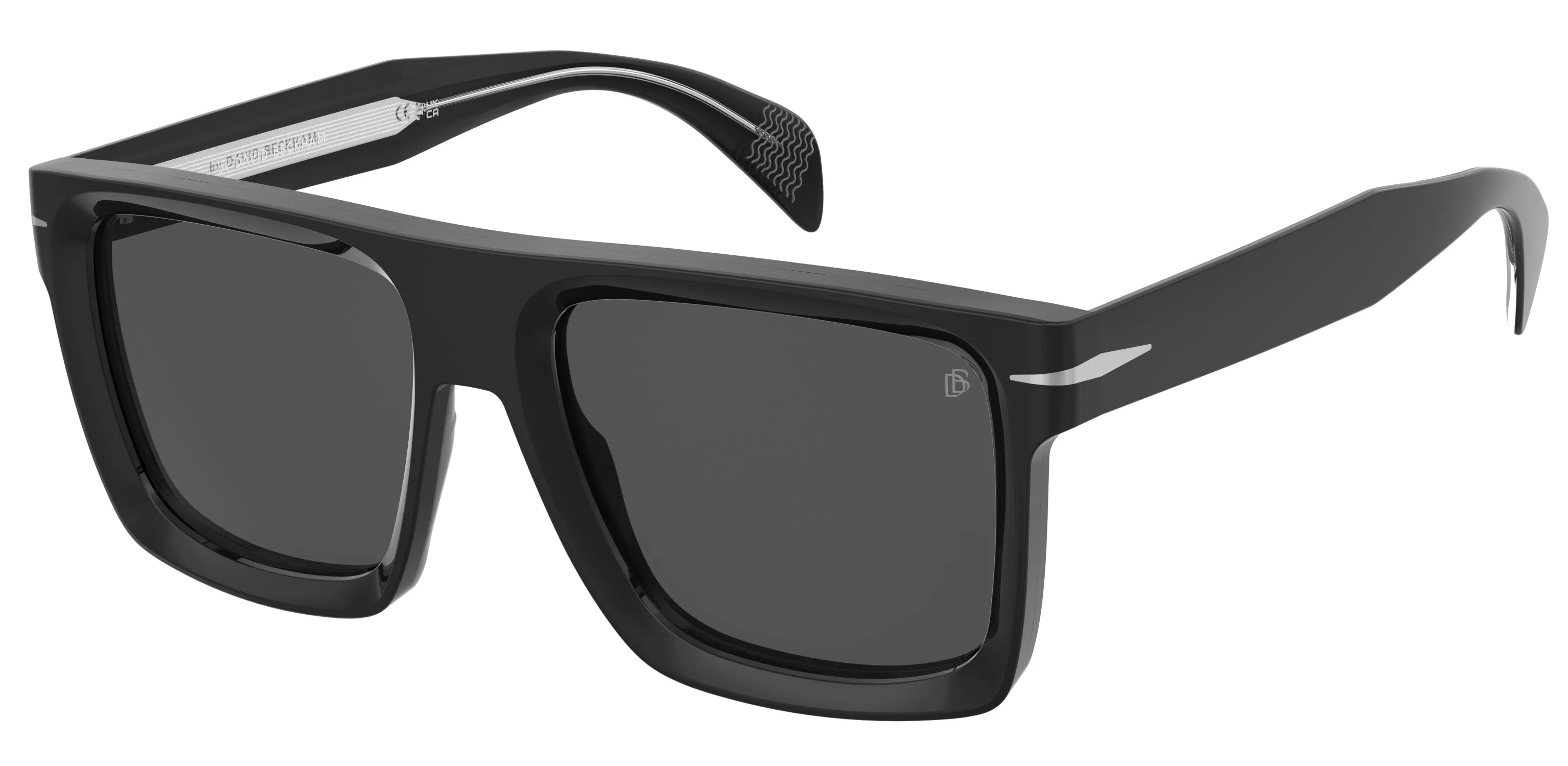 DAVID BECKHAM DB 7134/S 807/1V Occhiali da sole Acetato Nero Blu Squadrata Normale Specchiato - immagine 1