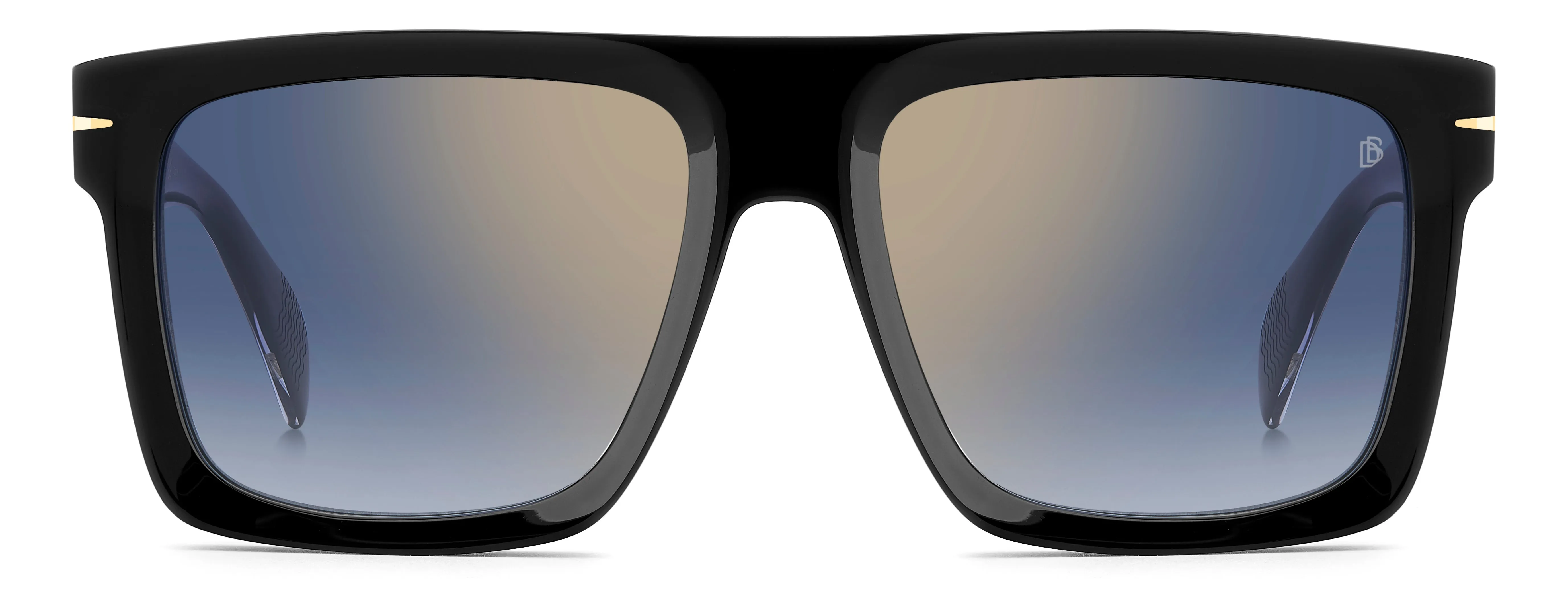 DAVID BECKHAM DB 7134/S 807/1V Occhiali da sole Acetato Nero Blu Squadrata Normale Specchiato - immagine 2