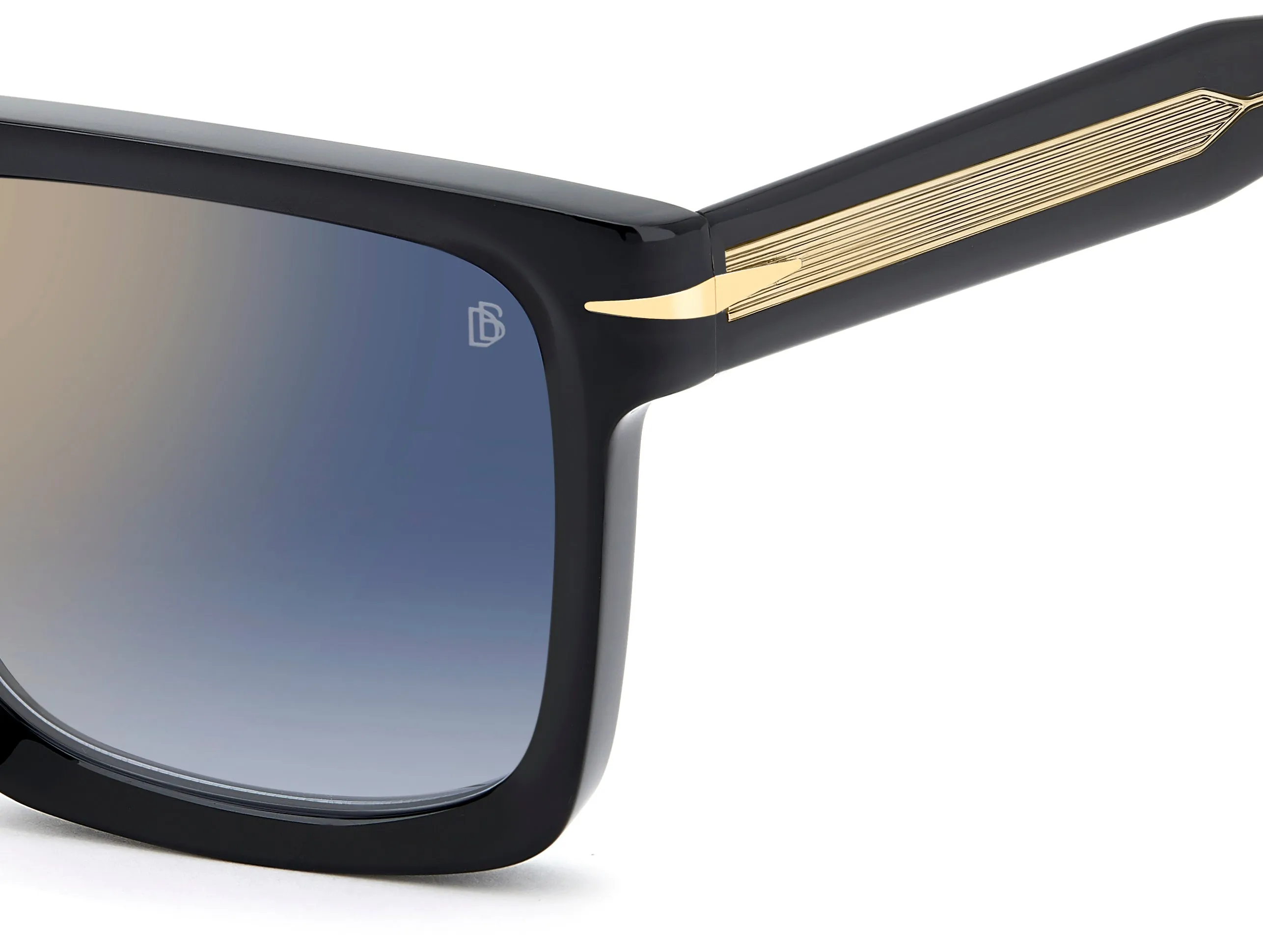 DAVID BECKHAM DB 7134/S 807/1V Occhiali da sole Acetato Nero Blu Squadrata Normale Specchiato - immagine 3