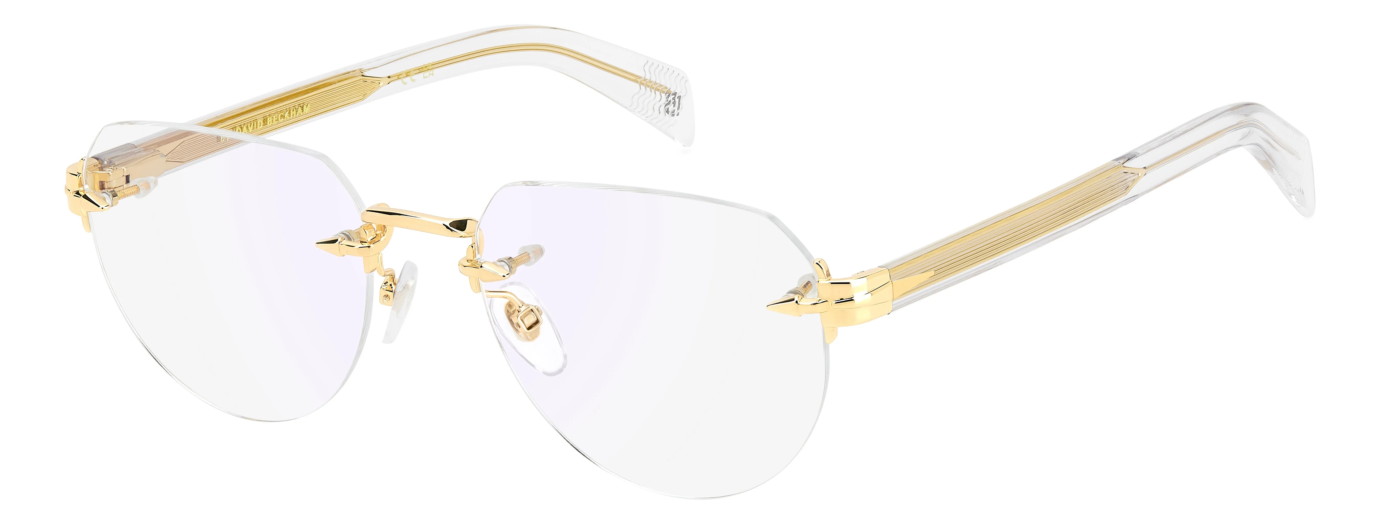 DAVID BECKHAM DB 7145 LOJ/2Y Montature da vista Metallo Oro Blu Pilot Normale Specchiato - immagine 1