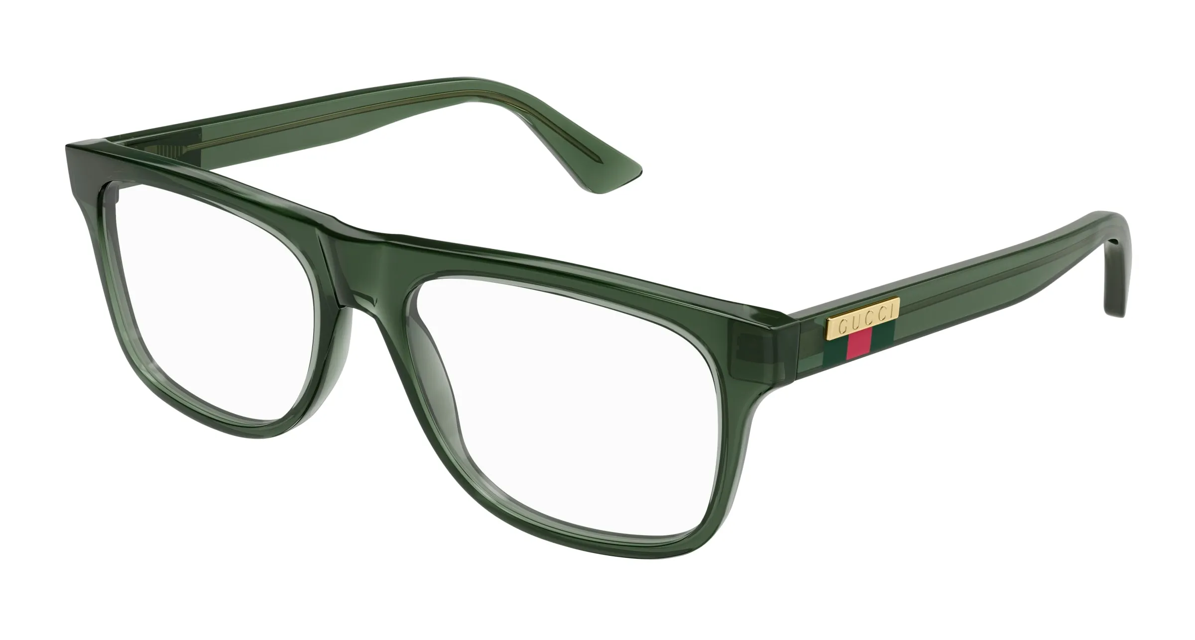 Gucci GG1117O 005 Montature da vista Iniettato Verde Trasparente Squadrata - immagine 1