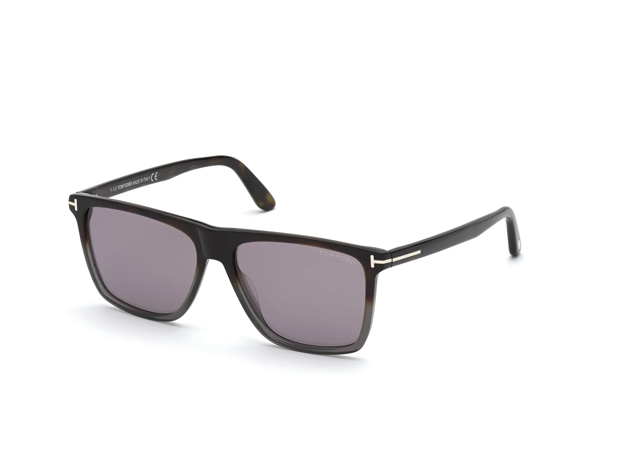 TOM FORD FT0832 Fletcher 55C Occhiali da sole Acetato Havana colorata Fumo Squadrata Normale Specchiato - immagine 1