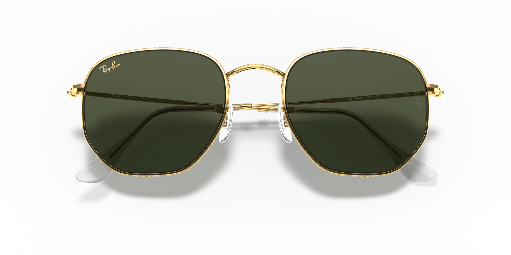 Ray - Ban RB3548 HEXAGONAL 919631 Occhiali da sole Metallo Oro Verde G15 Geometrica Normale - immagine 2