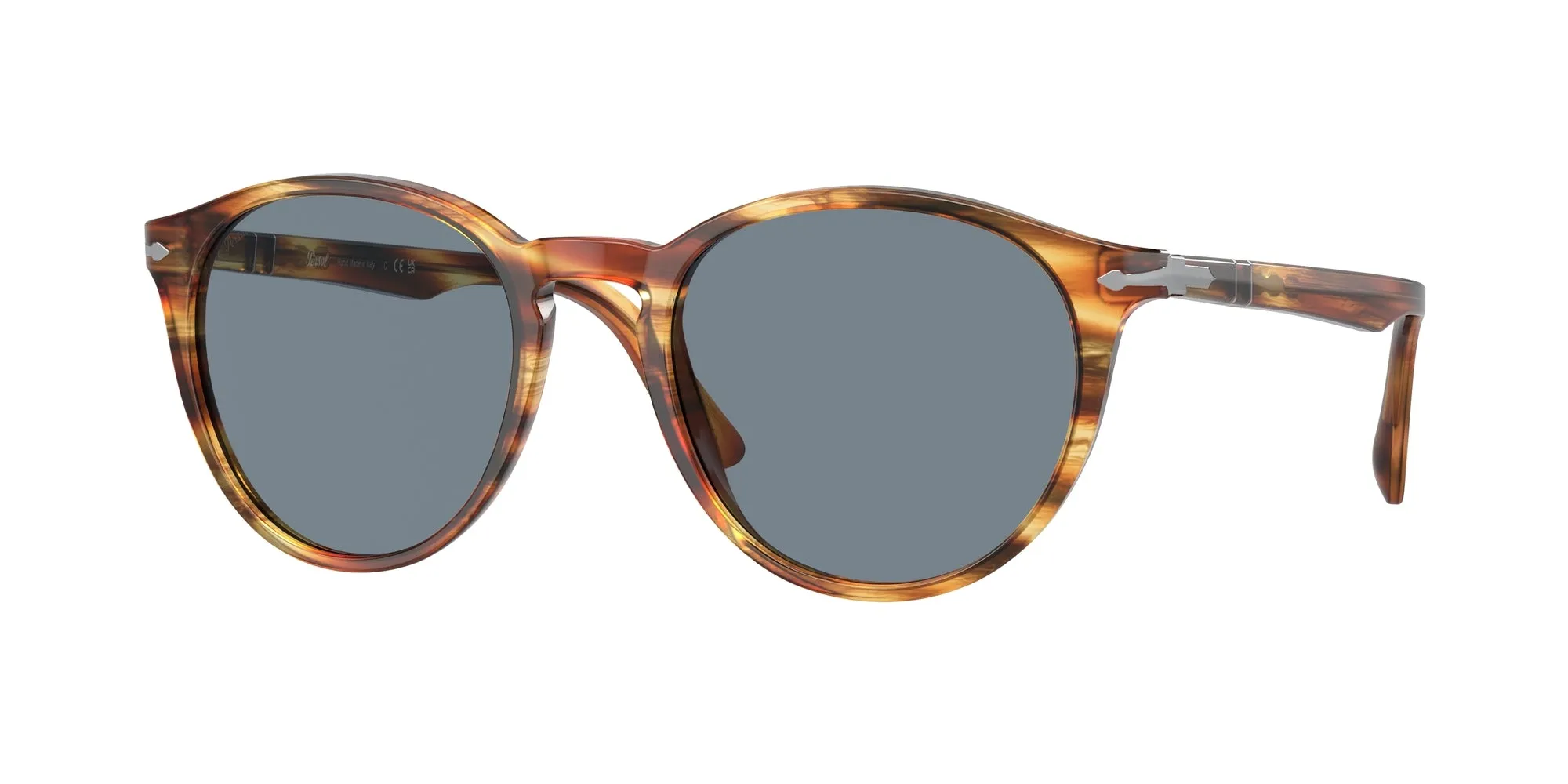 Persol PO3152S 904356 Occhiali da sole Acetato Marrone Blu Rotonda Normale - immagine 1