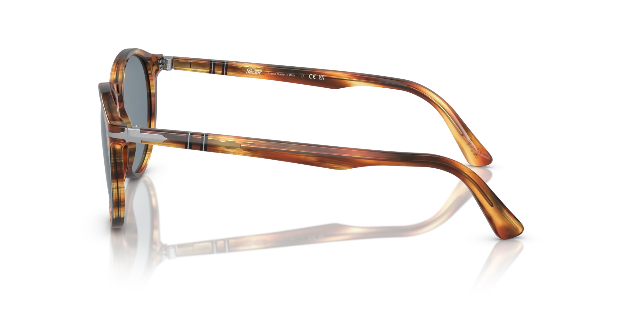 Persol PO3152S 904356 Occhiali da sole Acetato Marrone Blu Rotonda Normale - immagine 4