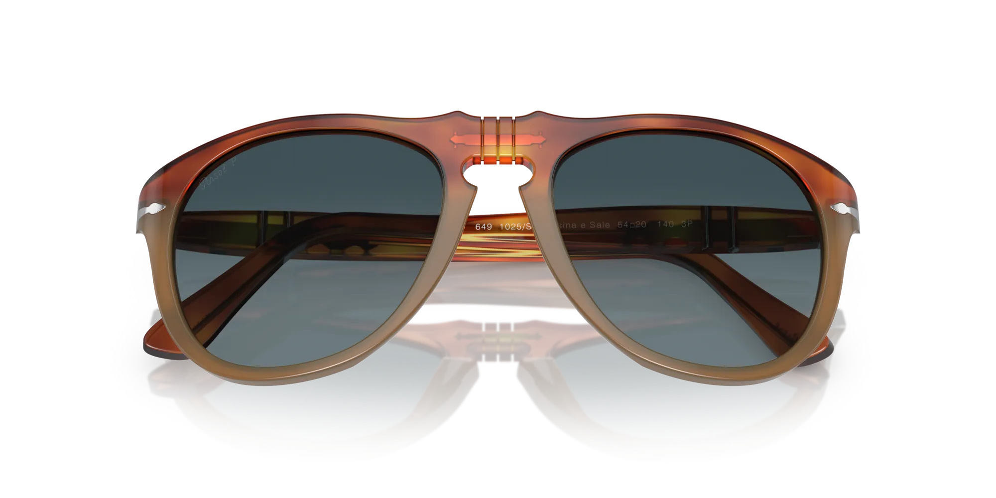 Persol PO0649 1025S3 Occhiali da sole Acetato Marrone Blu Pilot Polarizzata - immagine 2