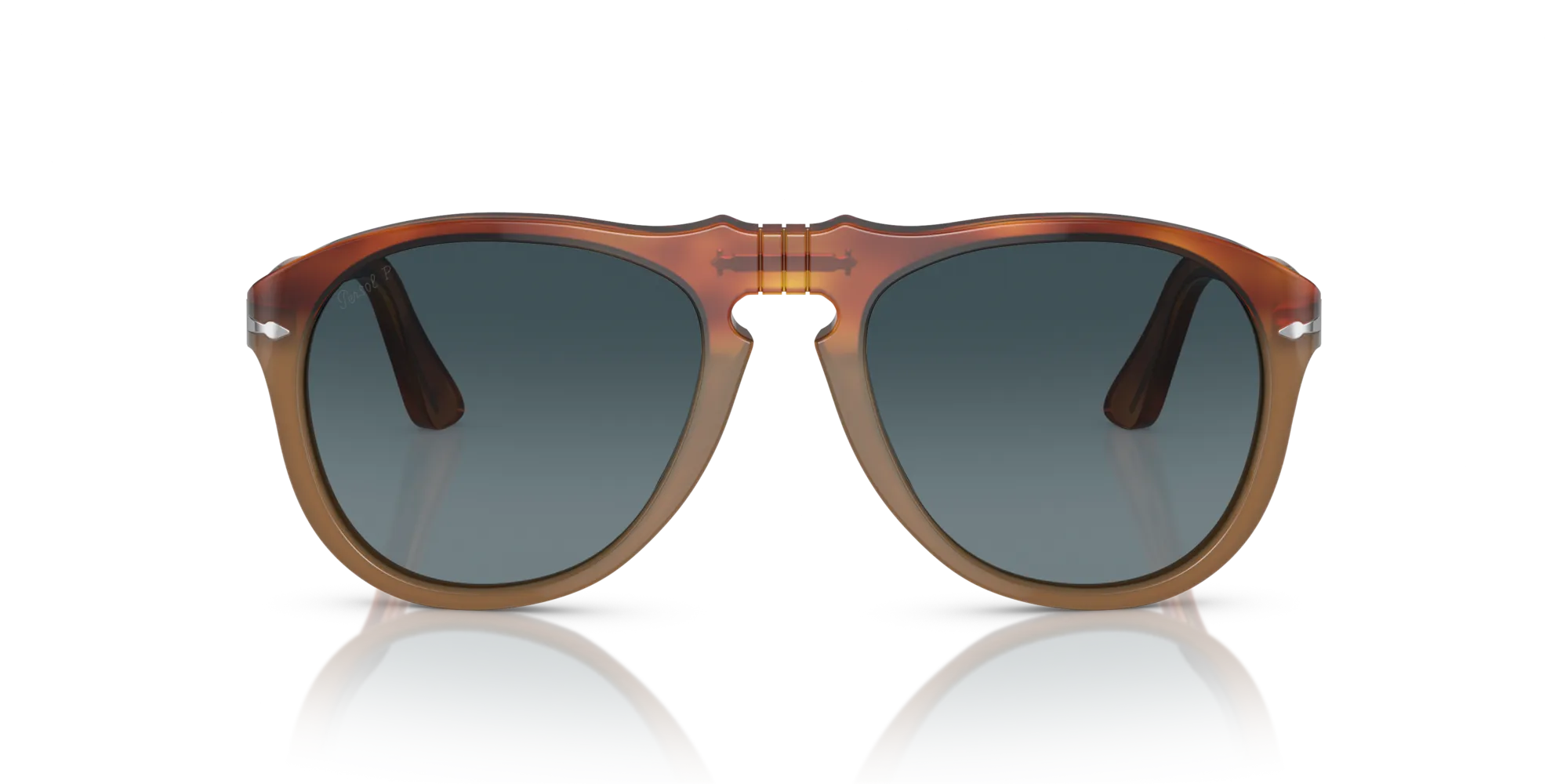 Persol PO0649 1025S3 Occhiali da sole Acetato Havana Blu Pilot Polarizzata Sfumato - immagine 3