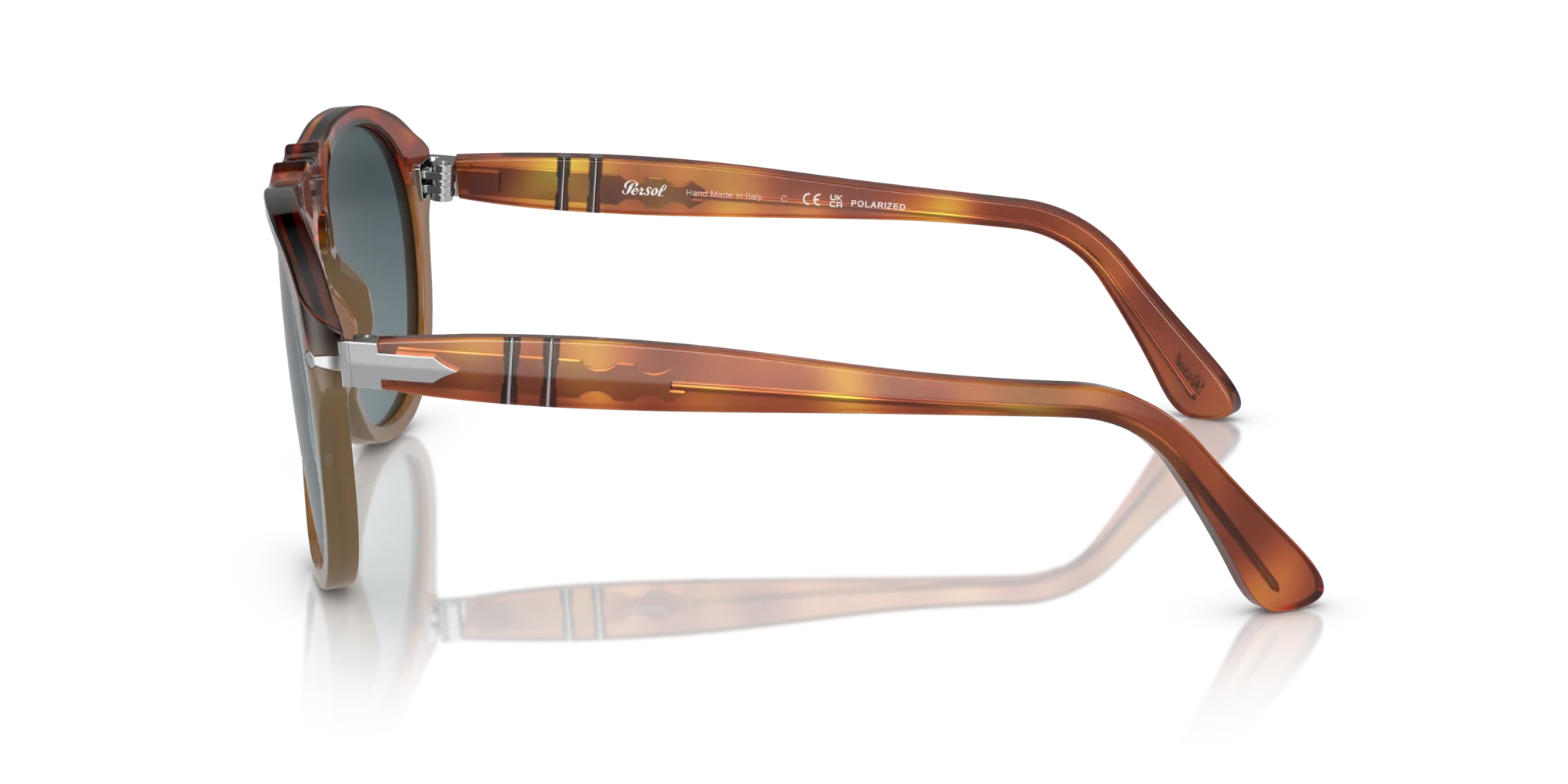 Persol PO0649 1025S3 Occhiali da sole Acetato Havana Blu Pilot Polarizzata Sfumato - immagine 4