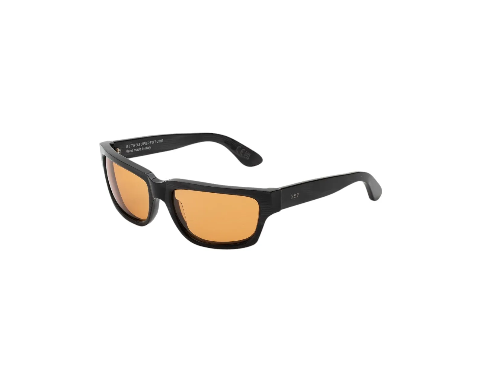 Retrosuperfuture MG4 THELONIUS FIAMMATO Occhiali da sole Acetato Nero Arancione Squadrata Normale - immagine 1