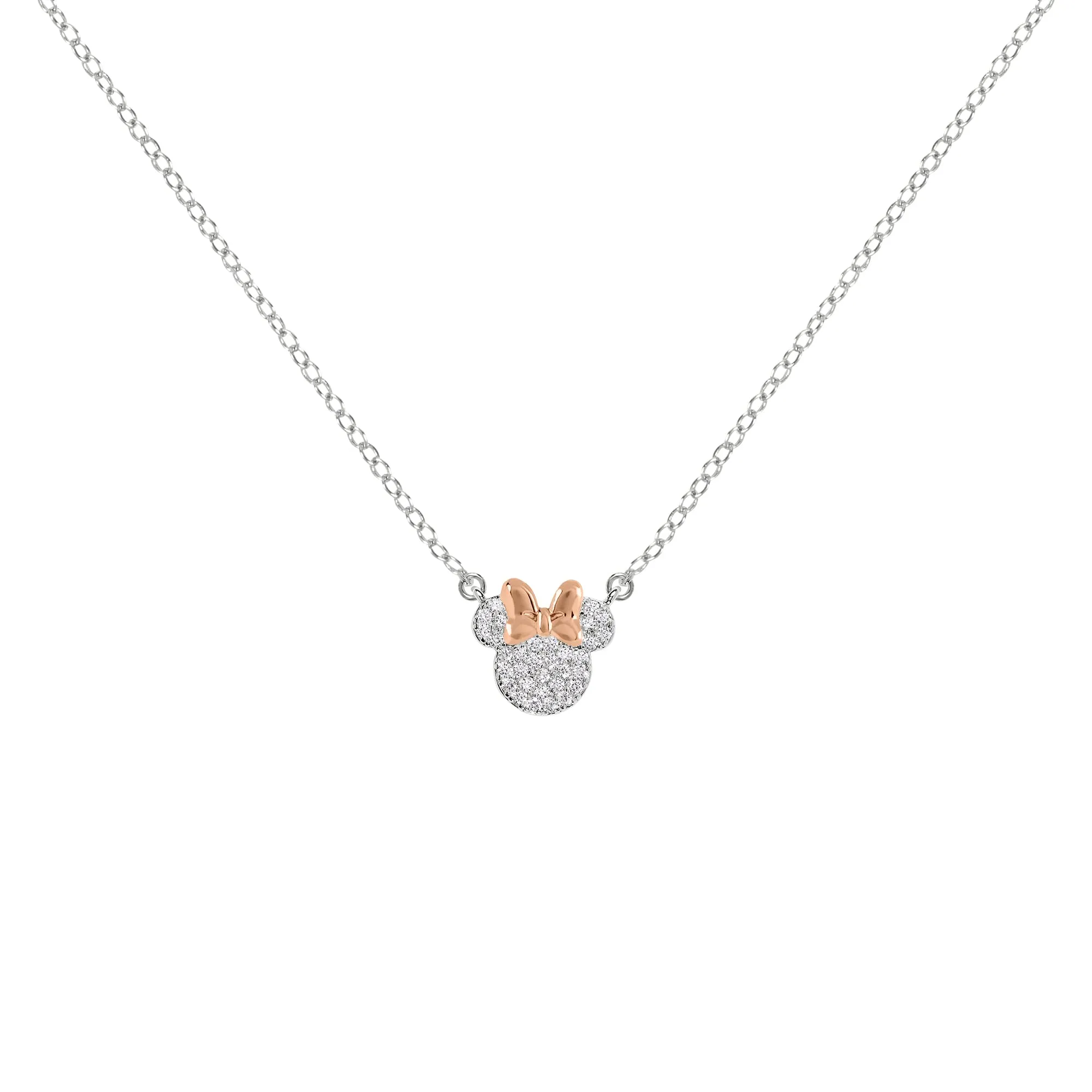 Disney Minnie Mouse - Set di Collana con Pietre cz placcate Due tonalità, Misura Unica, Ottone, Senza Pietre preziose (Minnie Set 2) - immagine 2