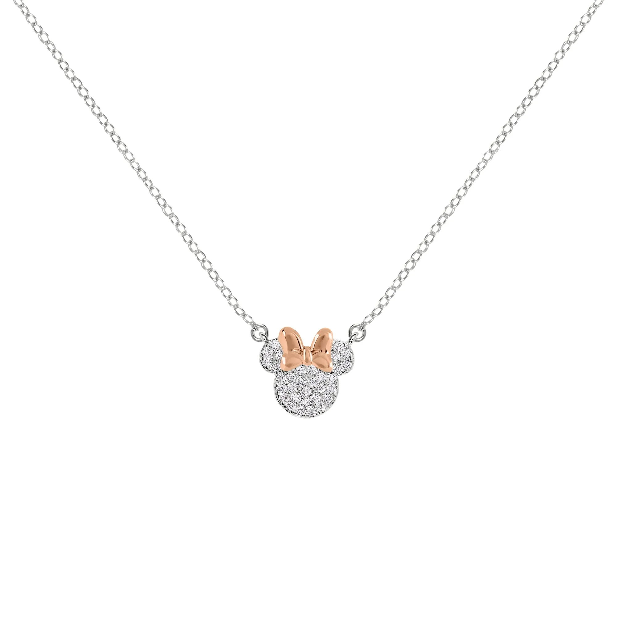 Disney Minnie Mouse - Set di Collana con Pietre cz placcate Due tonalità, Misura Unica, Ottone, Senza Pietre preziose (Minnie Set 2) - immagine 3