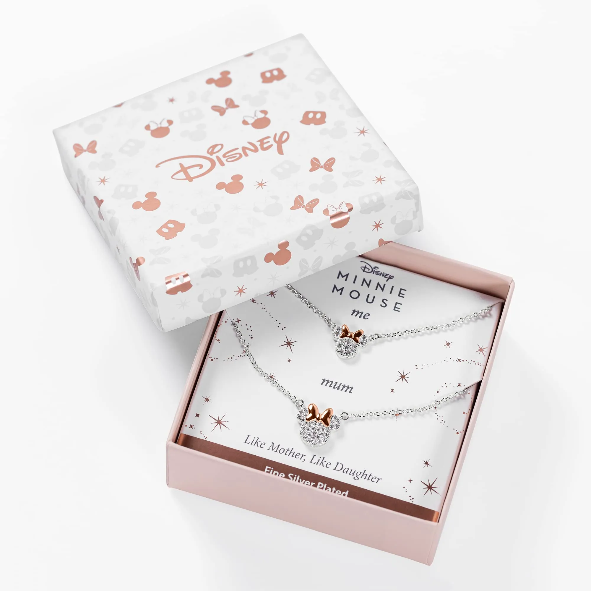 Disney Minnie Mouse - Set di Collana con Pietre cz placcate Due tonalità, Misura Unica, Ottone, Senza Pietre preziose (Minnie Set 2) - immagine 4