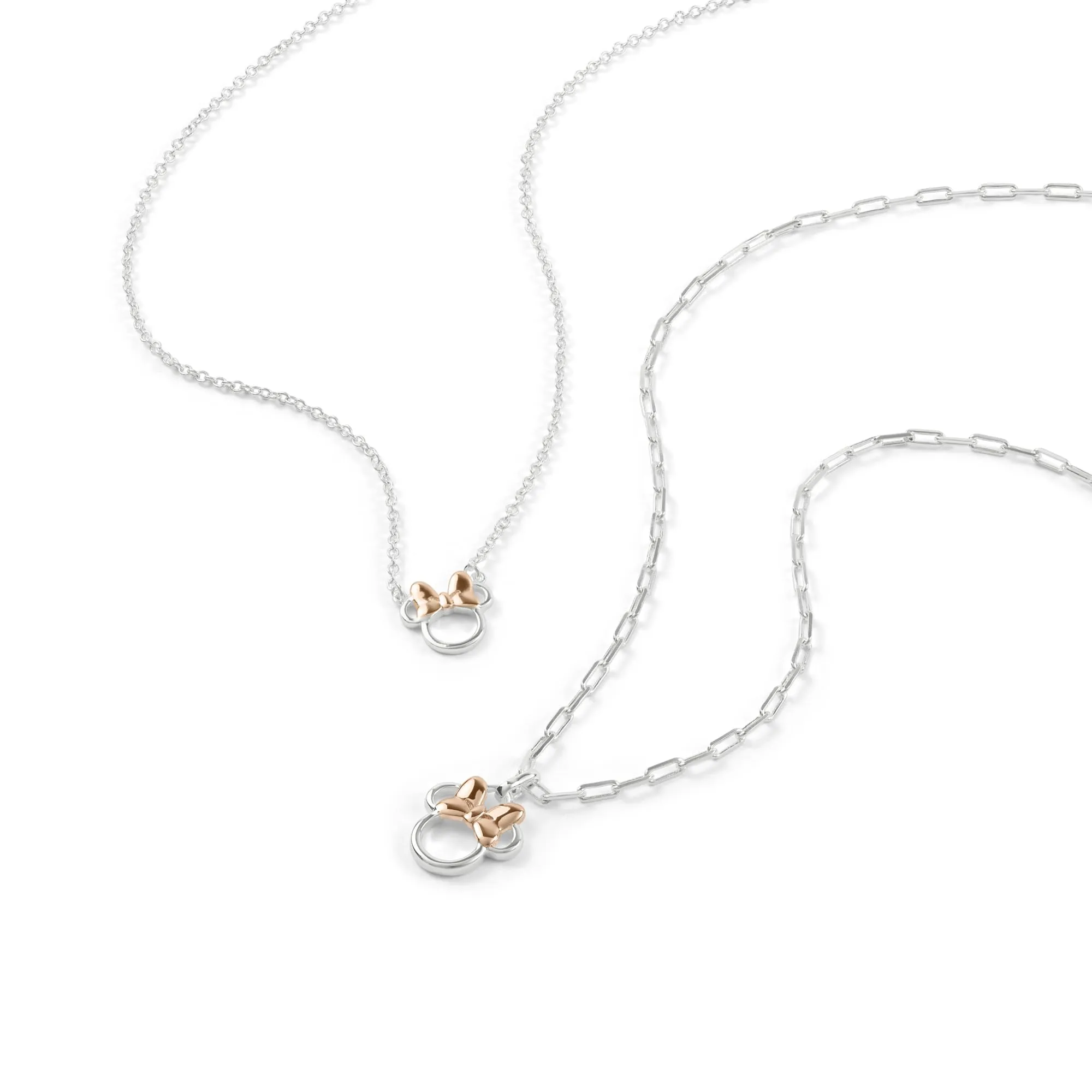 Disney Minnie Mouse - Set di Collana con Pietre cz placcate Due tonalità, Misura Unica, Ottone, Senza Pietre preziose (Minnie Set 1) - immagine 2