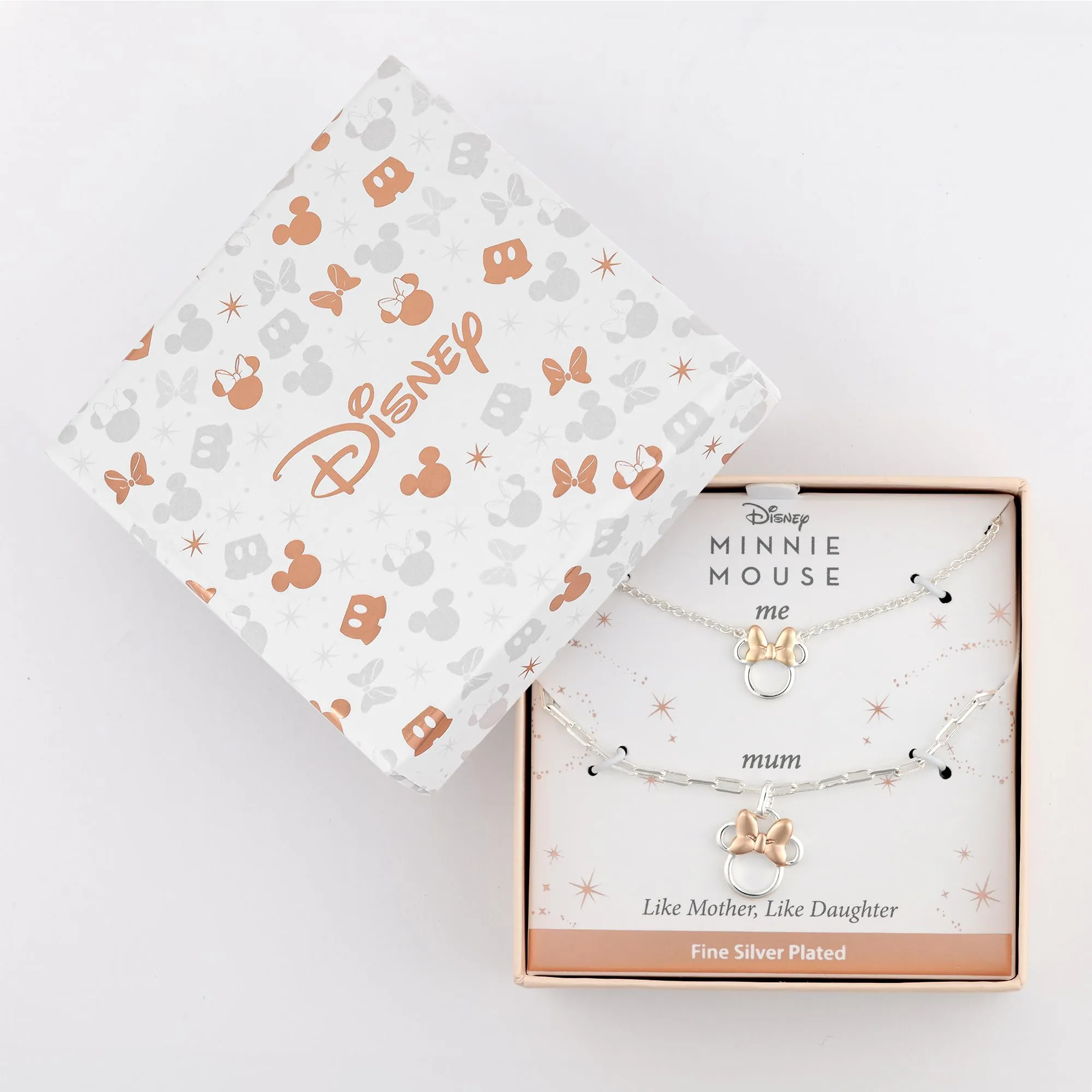 Disney Minnie Mouse - Set di Collana con Pietre cz placcate Due tonalità, Misura Unica, Ottone, Senza Pietre preziose (Minnie Set 1) - immagine 4
