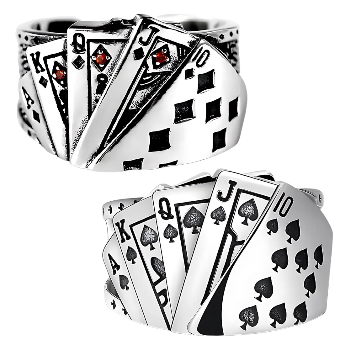 NHPY 2 pezzi Anelli uomo,Anelli a Croce Regolabile, Giocando a carte Anello uomo regolabile,Annelli Regolabili Pollice Uncharted Vintage Semplice Moda Gioielleria Regalo - immagine 1