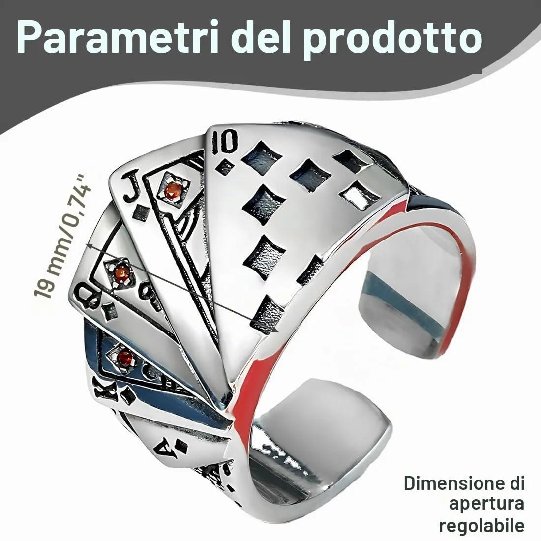 NHPY 2 pezzi Anelli uomo,Anelli a Croce Regolabile, Giocando a carte Anello uomo regolabile,Annelli Regolabili Pollice Uncharted Vintage Semplice Moda Gioielleria Regalo - immagine 2
