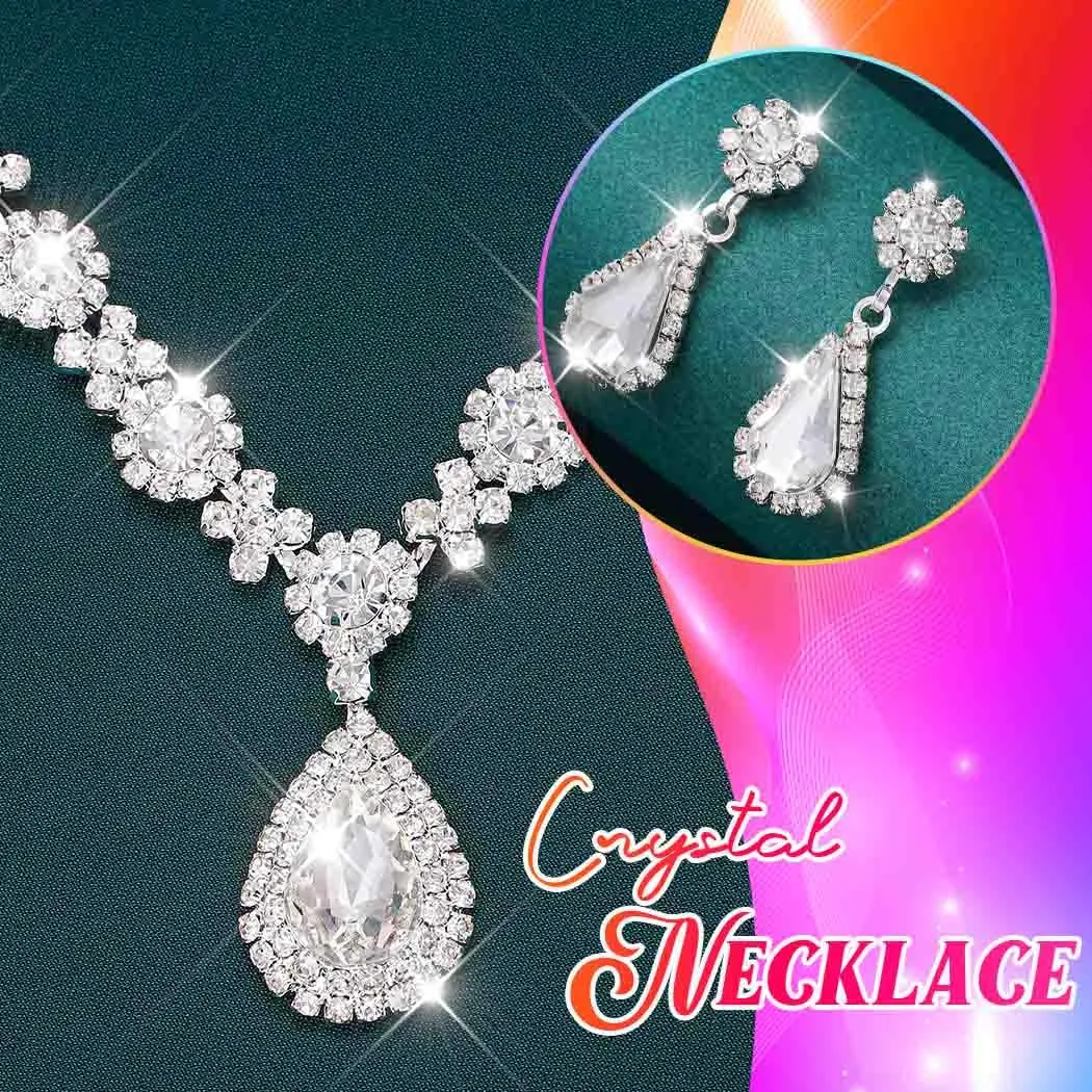 Fashband Set di collane da sposa argento ciondolo orecchini set di gioielli per la sposa matrimonio strass ballo di fine anno collane accessori per donne - immagine 5