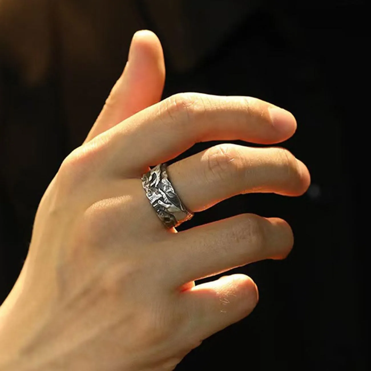 Auriselle Anello da Uomo Regolabile Mano di Dio Vintage Viking Retro Aperto Anello da Pollice Gotico Gioielli Regali per Uomini Ragazzi Padre - immagine 4