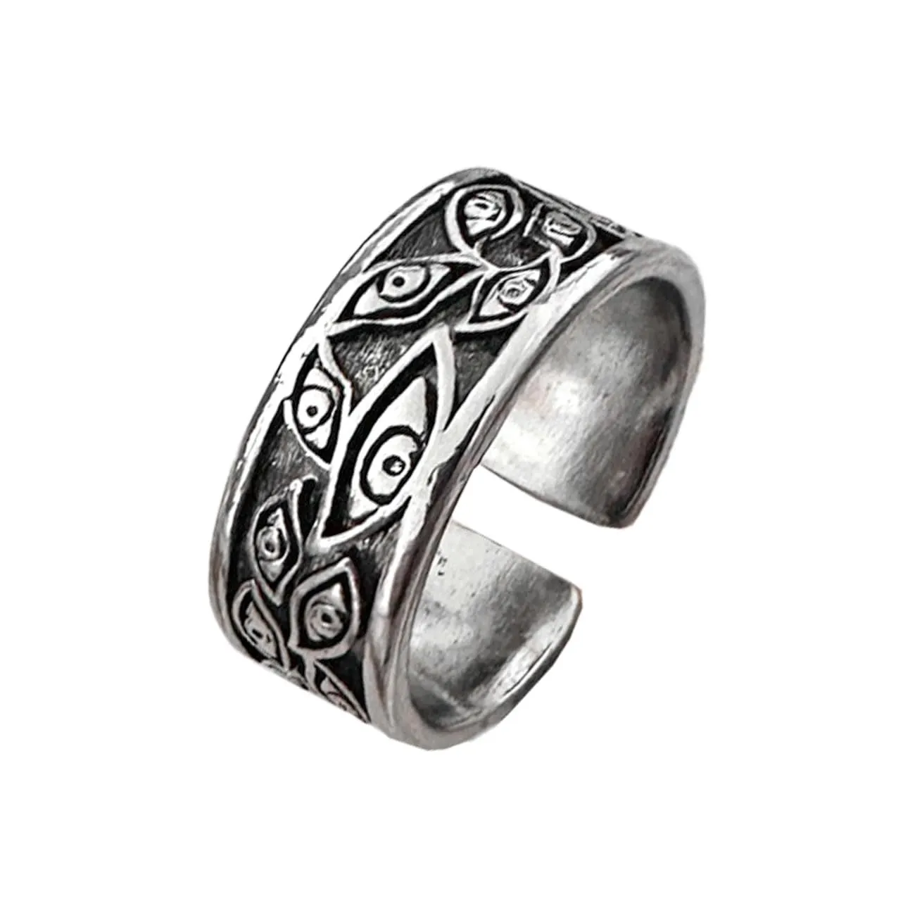 Auriselle Anello da Uomo Regolabile Occhio del Diavolo Vintage Vichingo Retrò Aperto Anello da Pollice Gotico Gioielli Regali per Uomini Ragazzi Padre - immagine 1