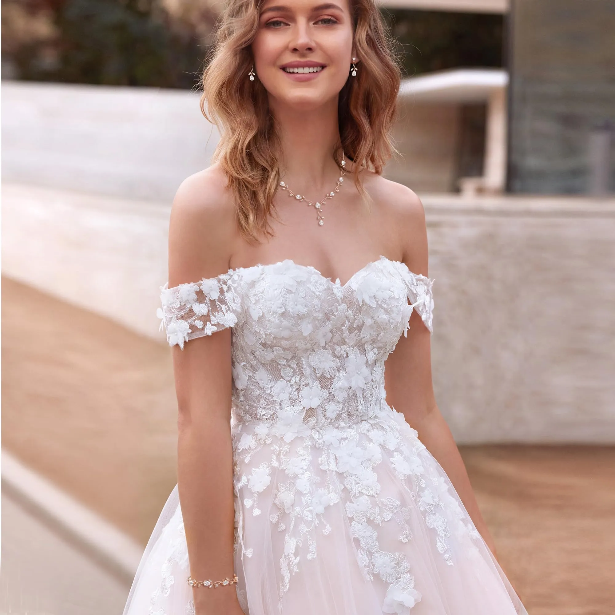 Clearine Set di gioielli da sposa con zirconia cubica - Collana e orecchini - Braccialetto per ballo di fine anno, Zirconia cubica - immagine 2