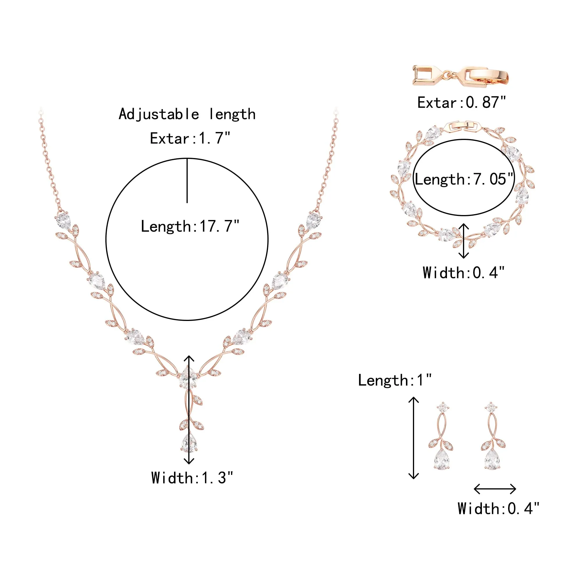 Clearine Set di gioielli da sposa con zirconia cubica - Collana e orecchini - Braccialetto per ballo di fine anno, Zirconia cubica - immagine 4