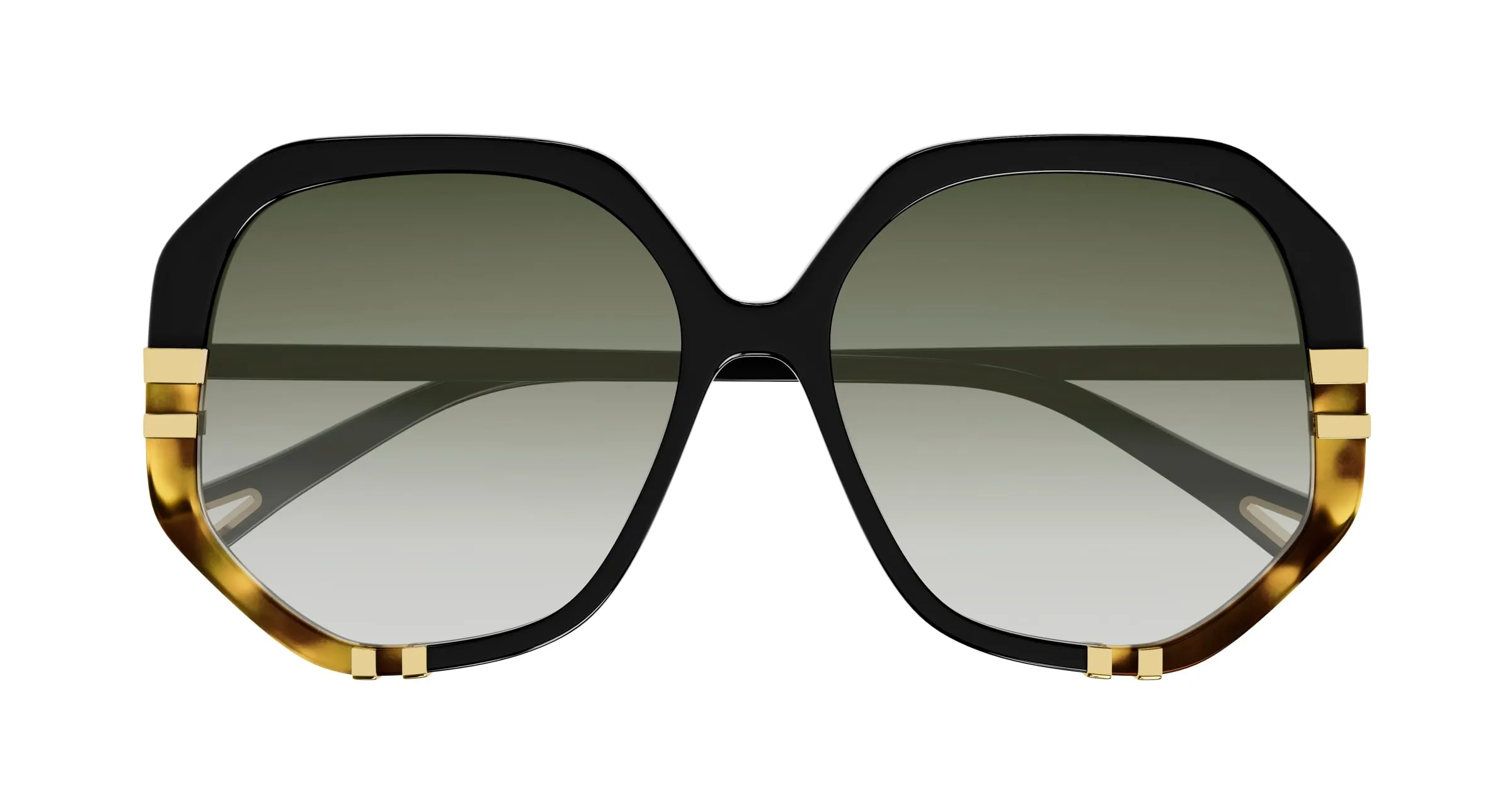 Chloé CH0105S 002 Occhiali da sole Acetato Nero Verde Geometrica Sfumato - immagine 2