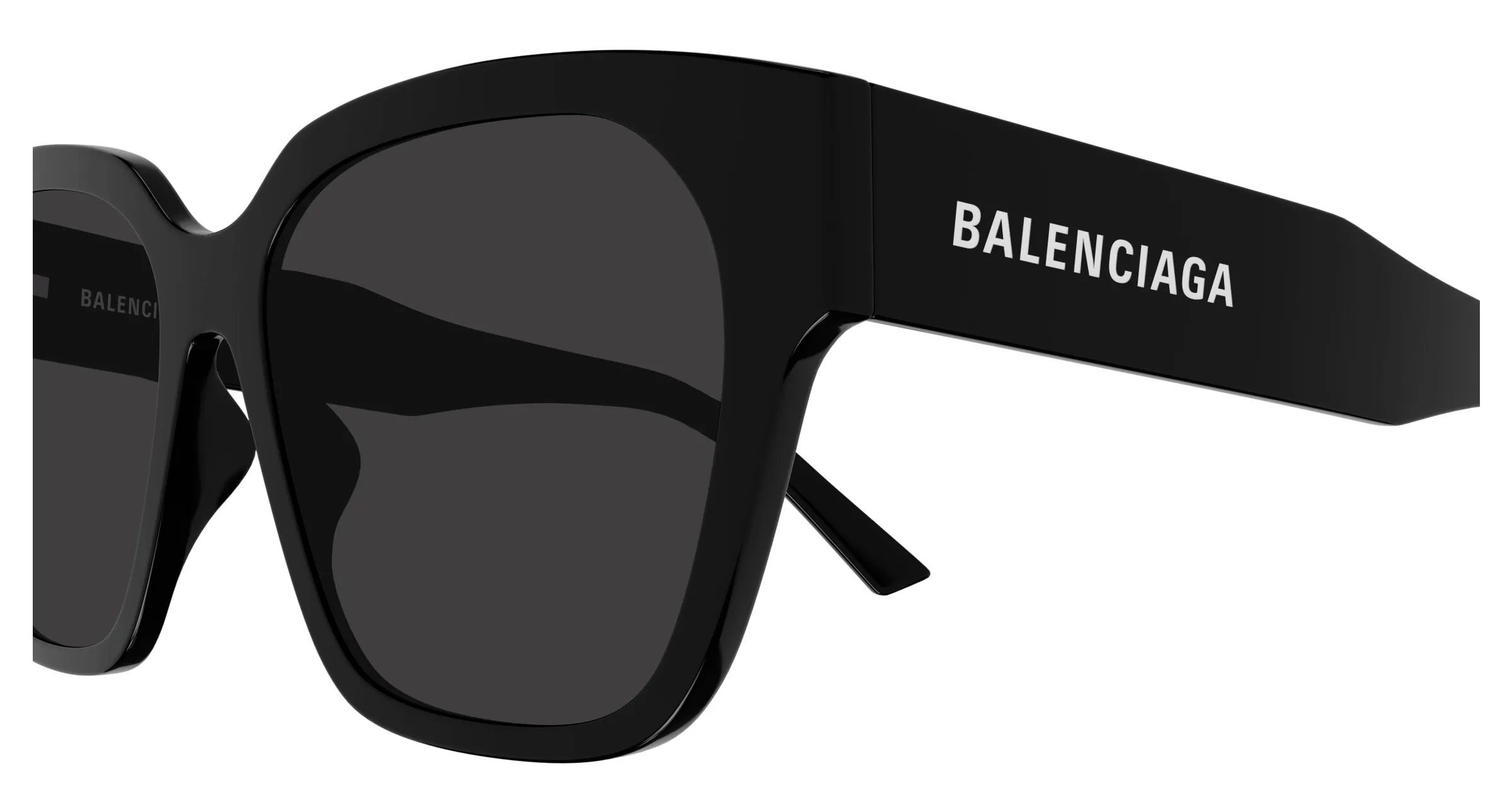 Balenciaga BB0215SA 001 Occhiali da sole Acetato Nero Grigio Squadrata - immagine 3