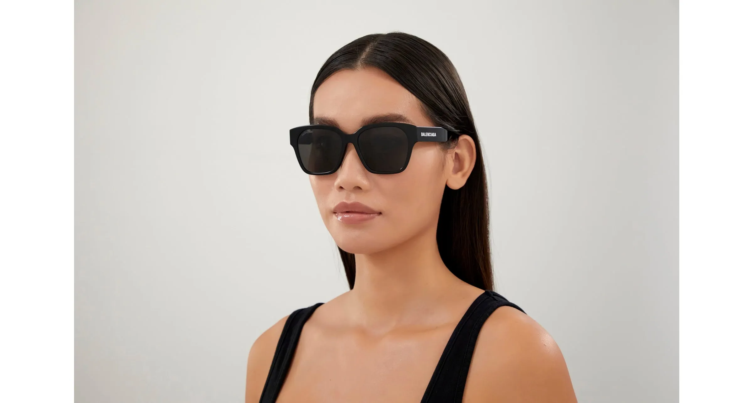 Balenciaga BB0215SA 001 Occhiali da sole Acetato Nero Grigio Squadrata - immagine 4