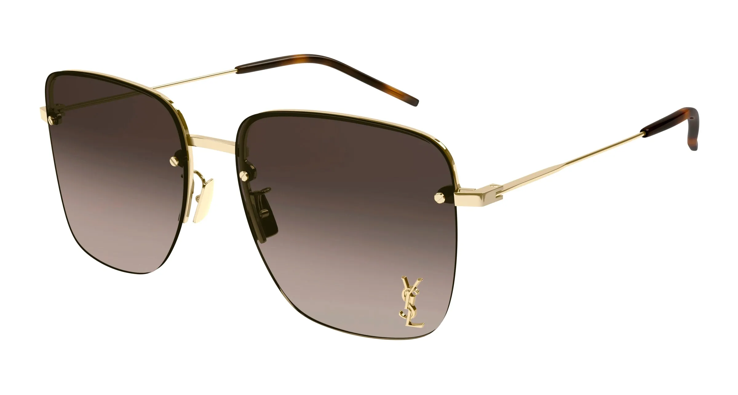 SAINT LAURENT SL 312 M 008 Occhiali da sole Metallo Oro Marrone Squadrata Normale Sfumato - immagine 1
