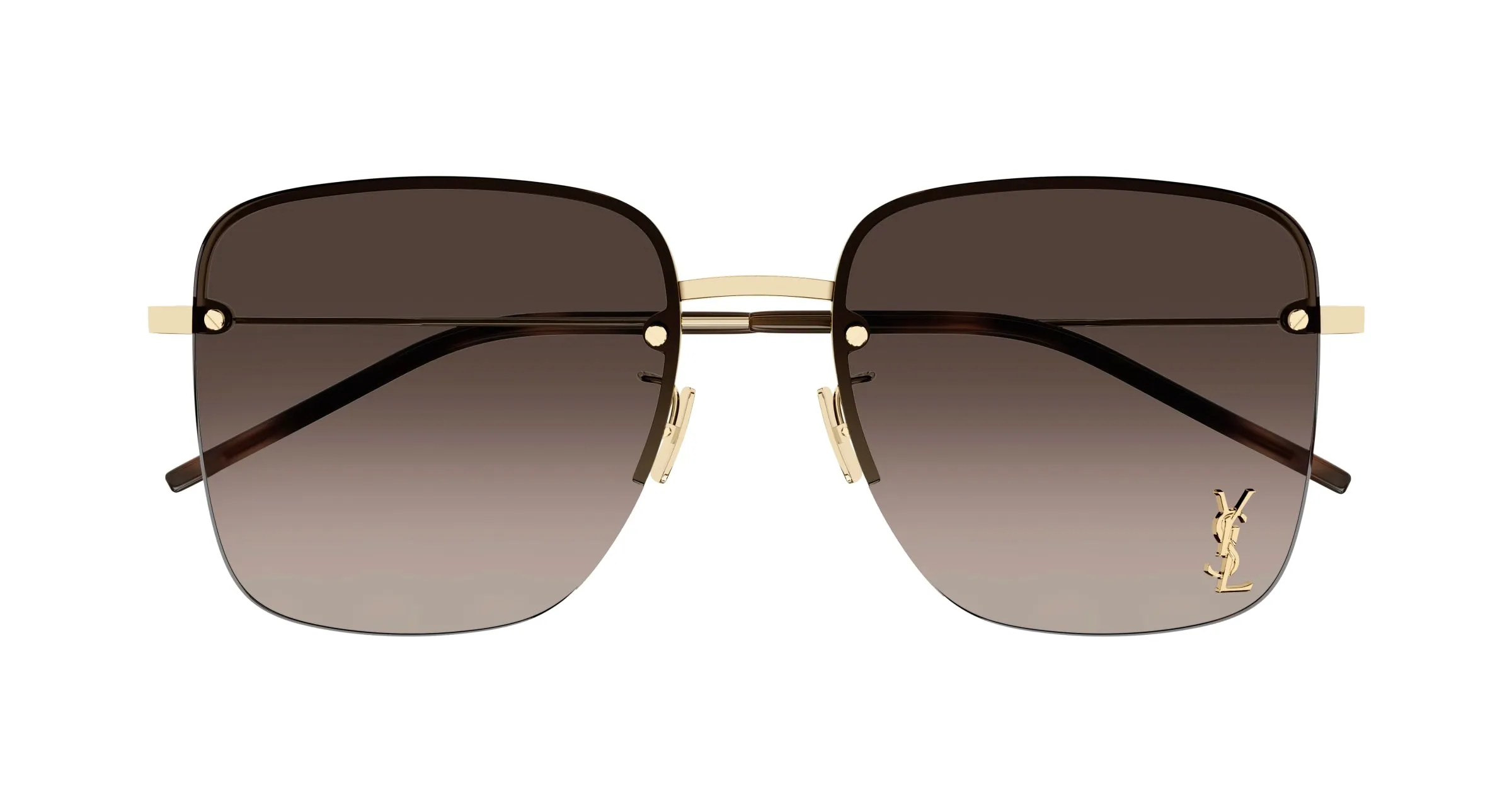 SAINT LAURENT SL 312 M 008 Occhiali da sole Metallo Oro Marrone Squadrata Normale Sfumato - immagine 2