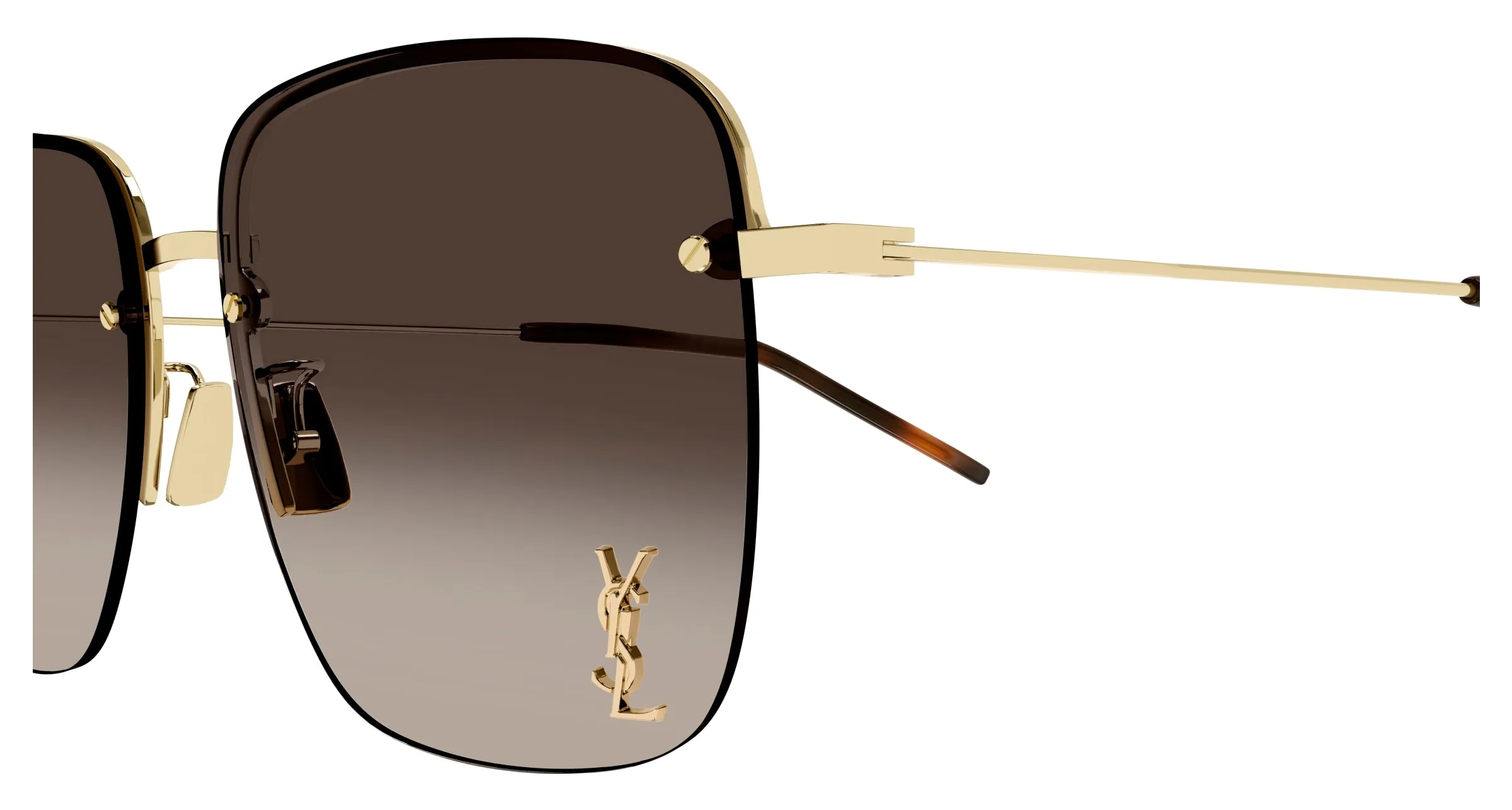 SAINT LAURENT SL 312 M 008 Occhiali da sole Metallo Oro Marrone Squadrata Normale Sfumato - immagine 3