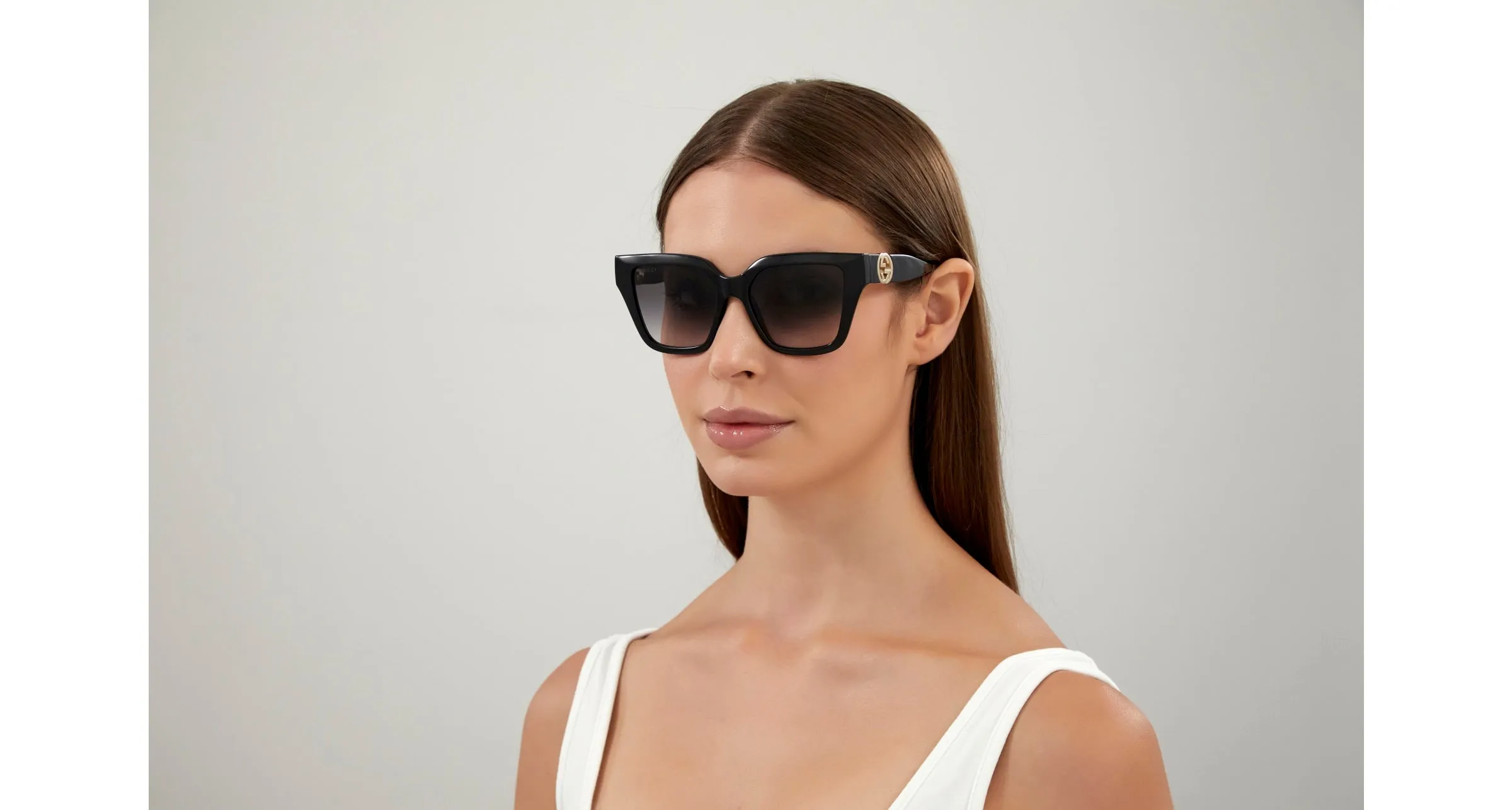 Gucci GG1023S 008 Occhiali da sole Iniettato Nero Grigio Squadrata Normale Sfumato - immagine 4